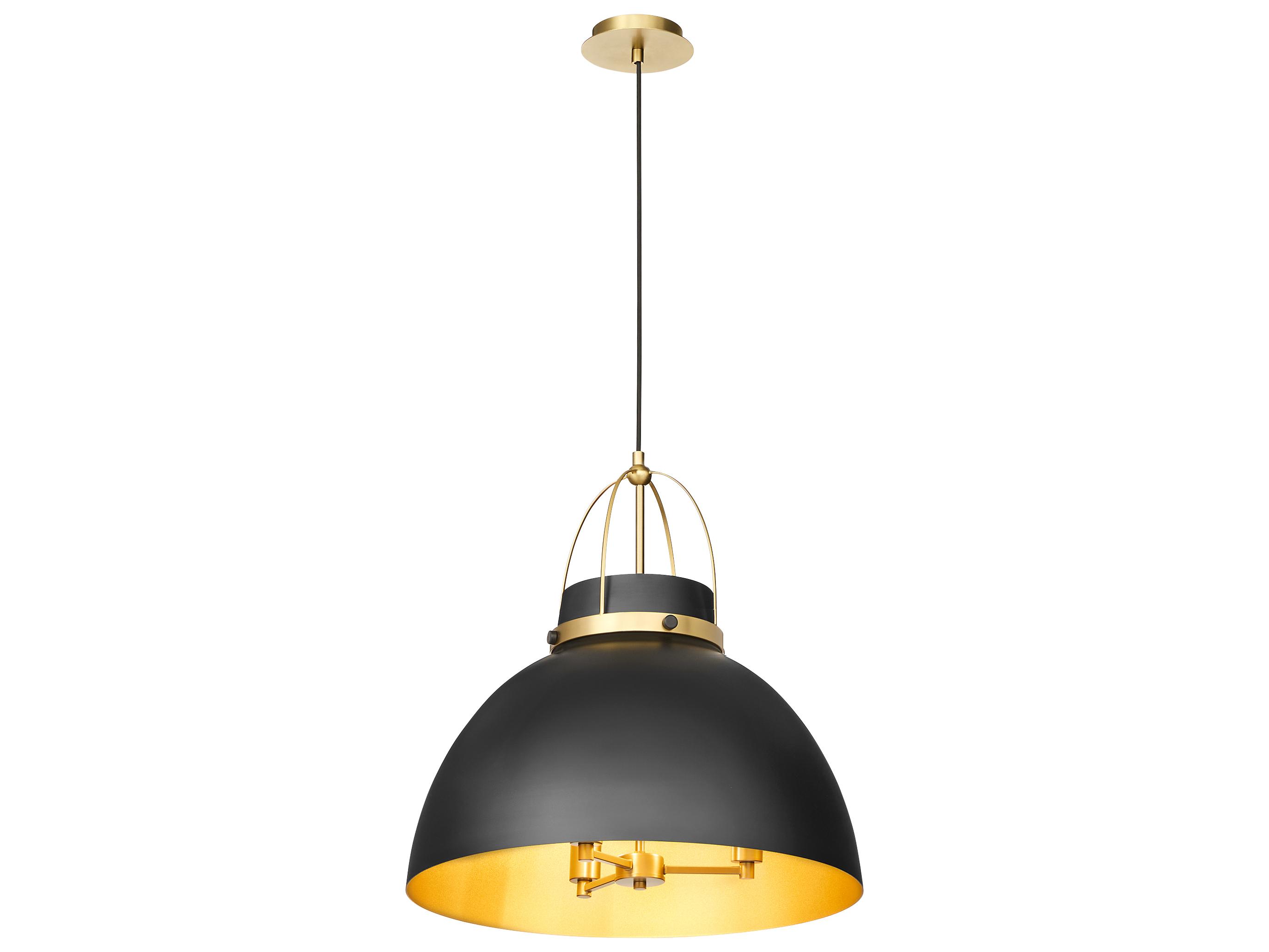 Quorum Pruitt 3-Light Matte Black Aged Brass Dome Pendant