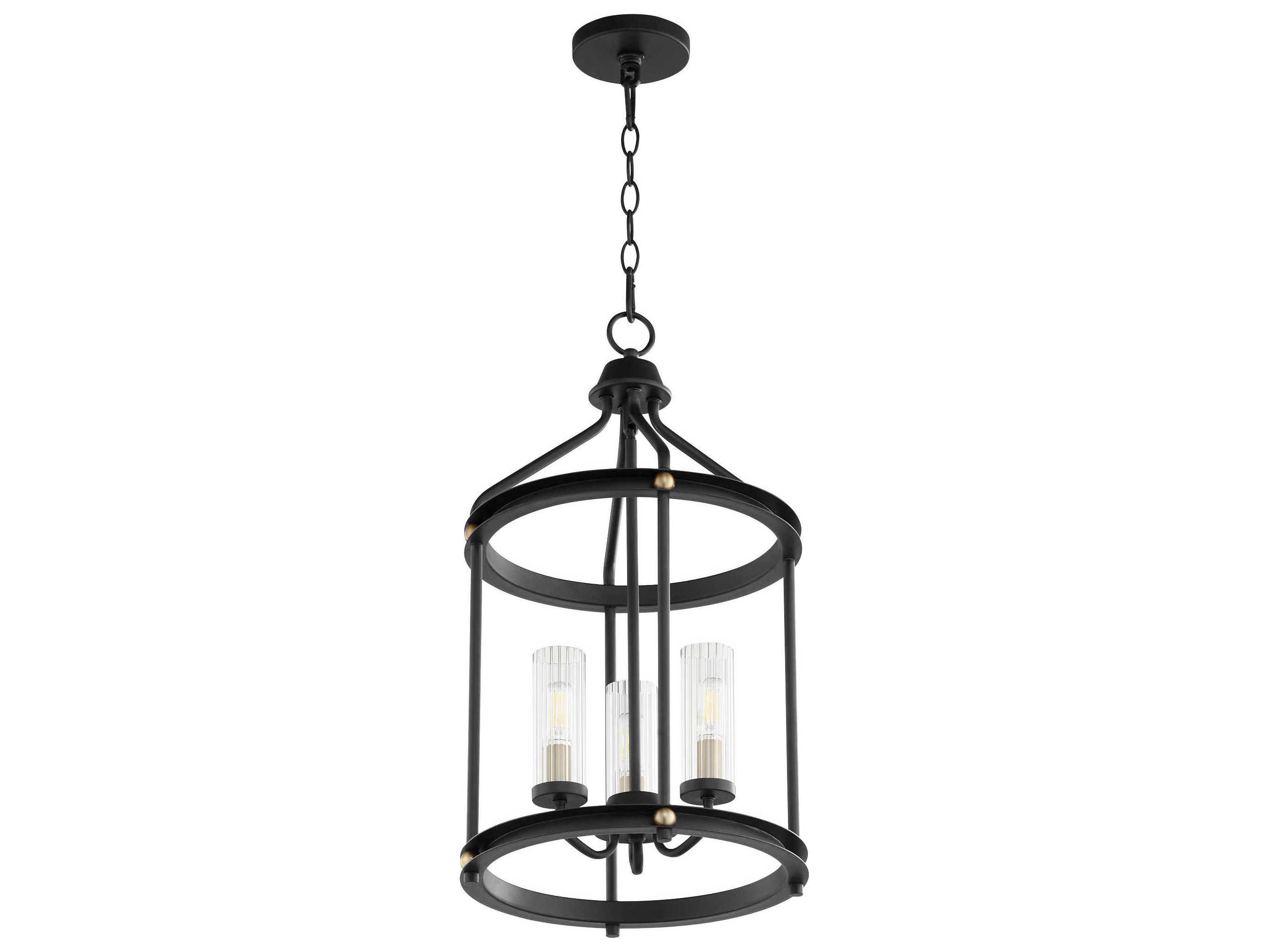Quorum Empire 3-Light Textured Black W Aged Brass Candelabra Chandelier