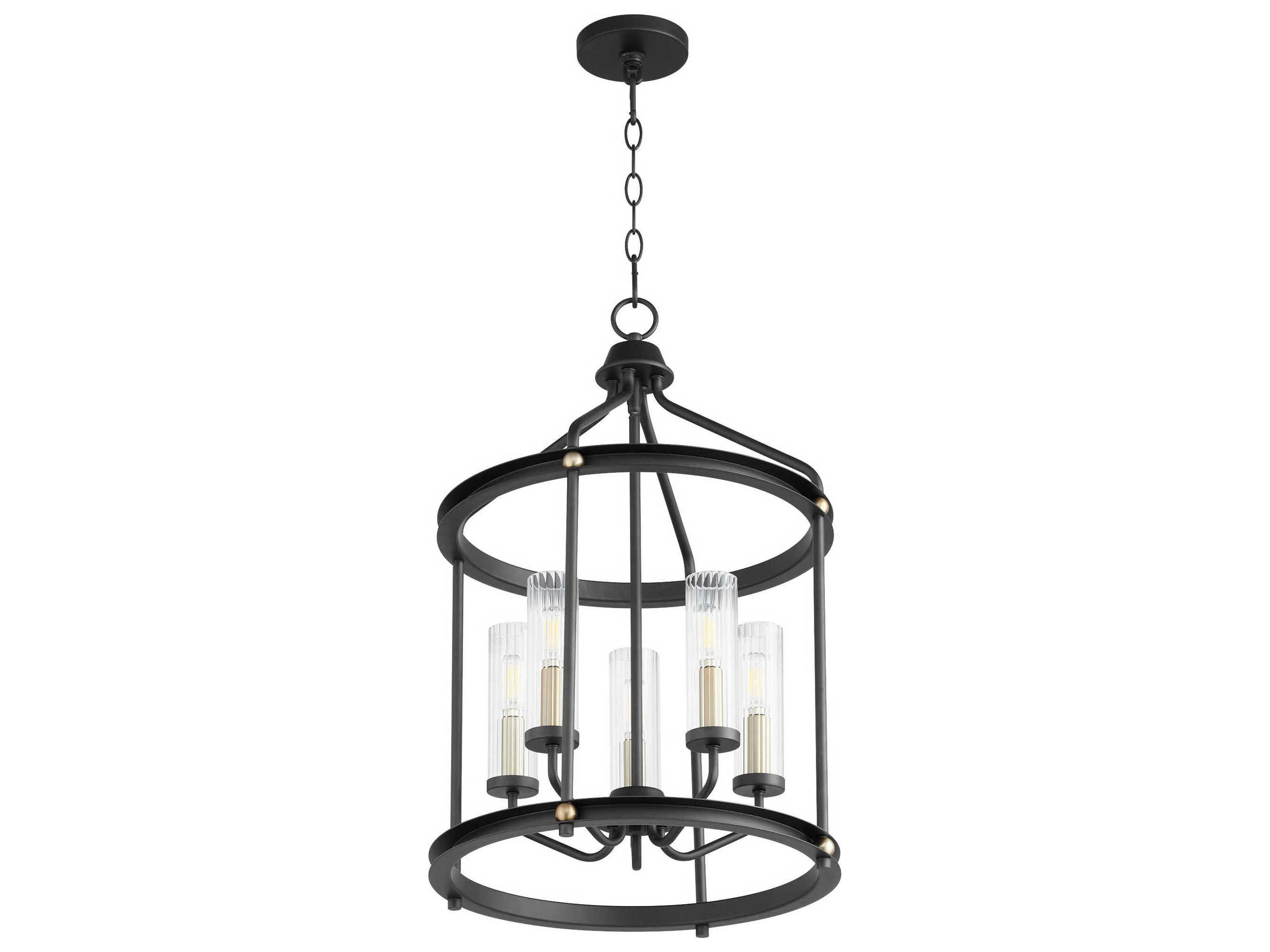Quorum Empire 5-Light Noir With Aged Brass Black Glass Chandelier