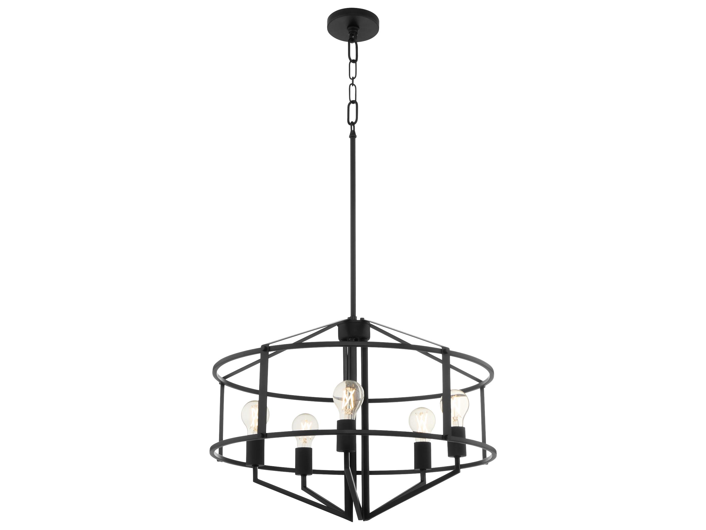 Quorum Tobin 5-Light Matte Black Geometric Pendant