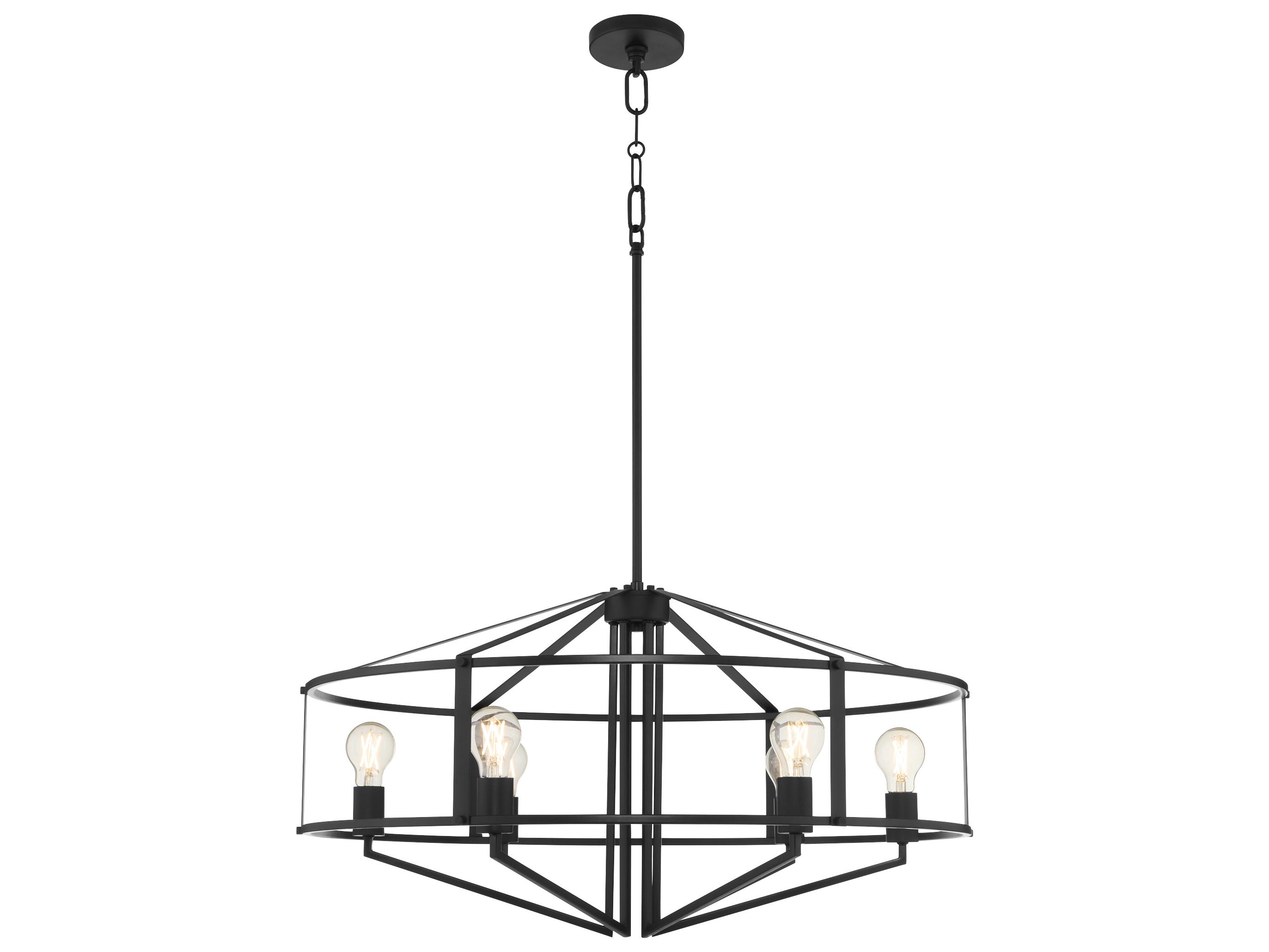 Quorum Tobin 6-Light Matte Black Geometric Pendant