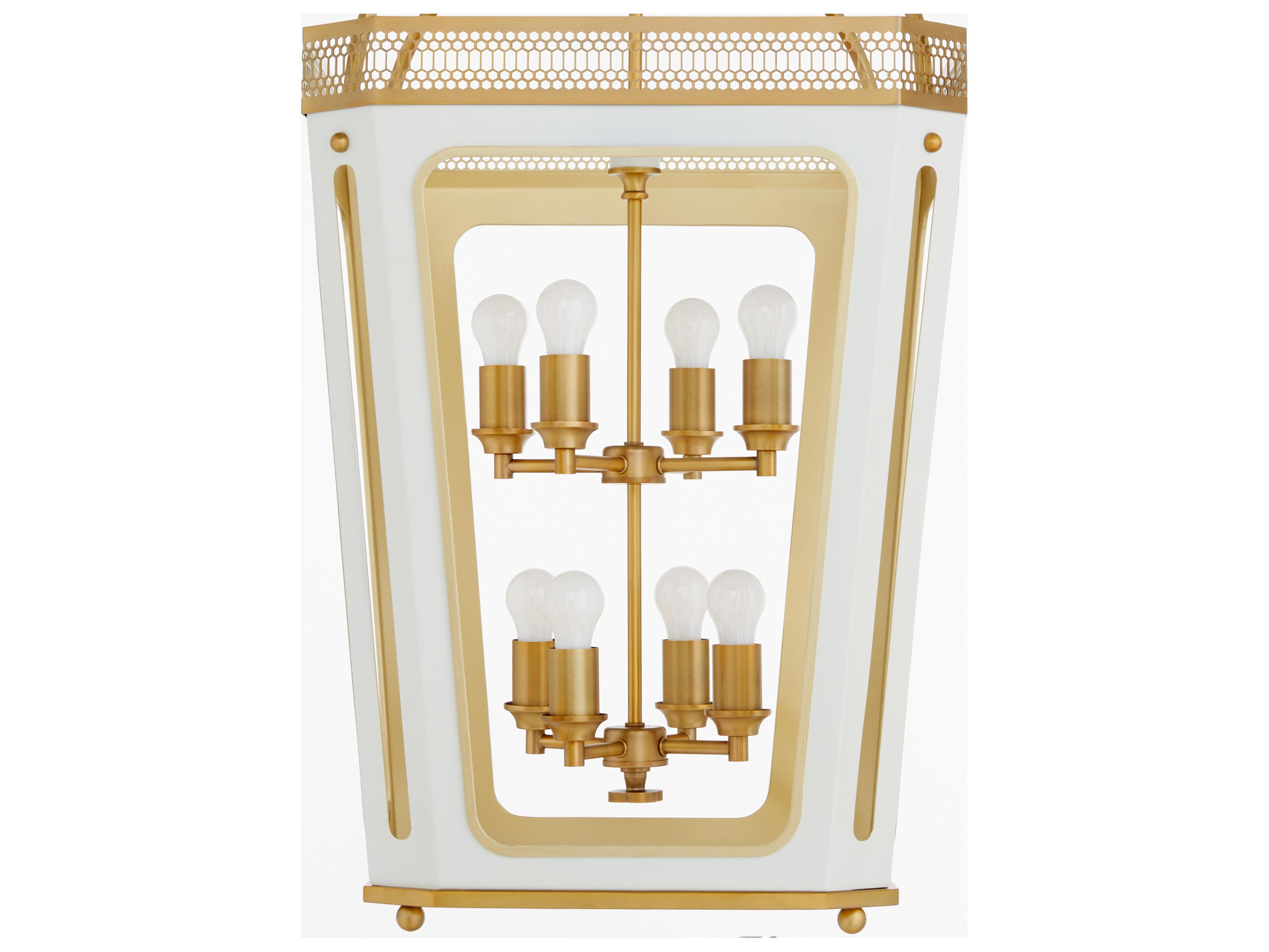 Quorum Loire 8-Light Studio White Brushed Brass Lantern Pendant