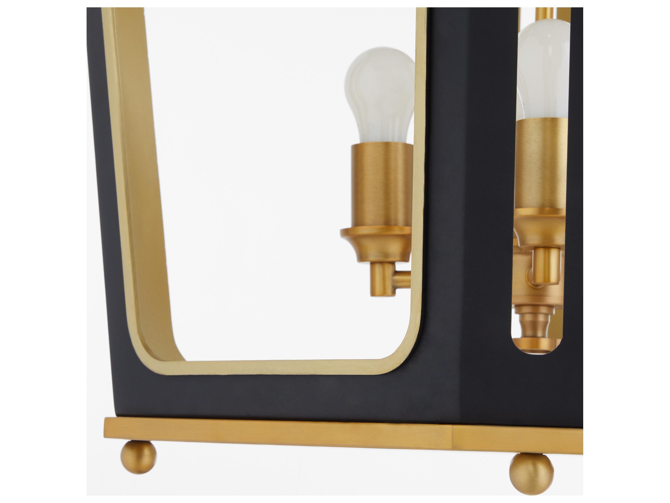 Quorum Loire 8-Light Matte Black Brushed Brass Lantern Tiered Pendant