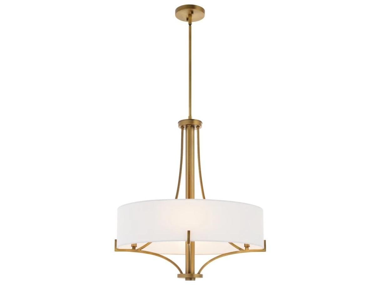 Quorum Imperial 4-Light Brushed Brass Drum Pendant