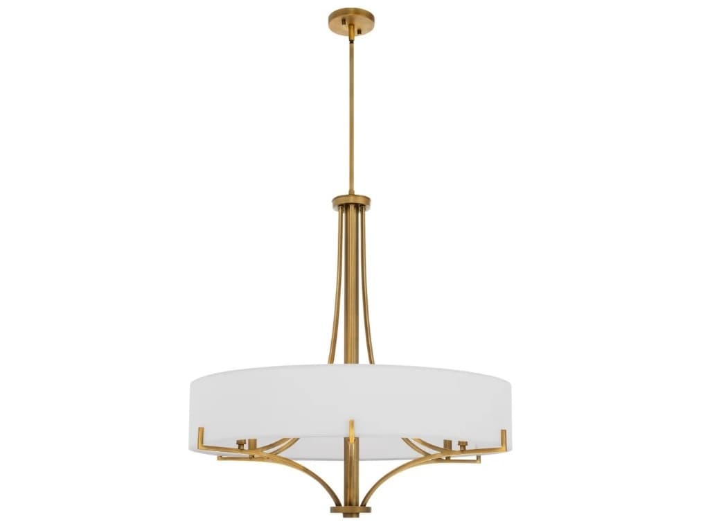 Quorum Imperial 6-Light Brushed Brass Drum Pendant