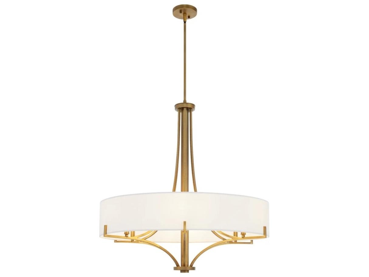 Quorum Imperial 6-Light Brushed Brass Drum Pendant