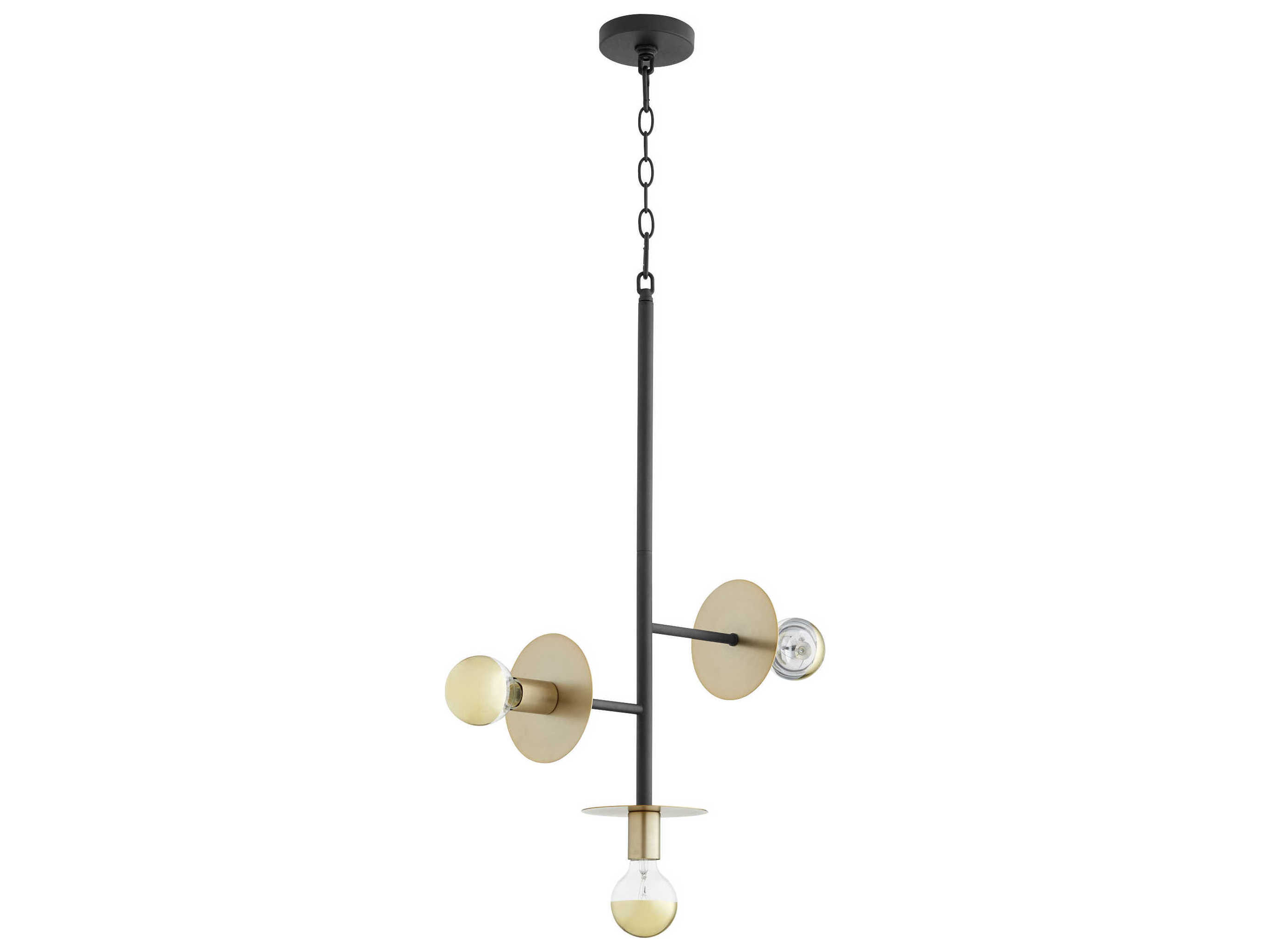 Quorum Voyager 3-Light Noir With Aged Brass Black Linear Pendant