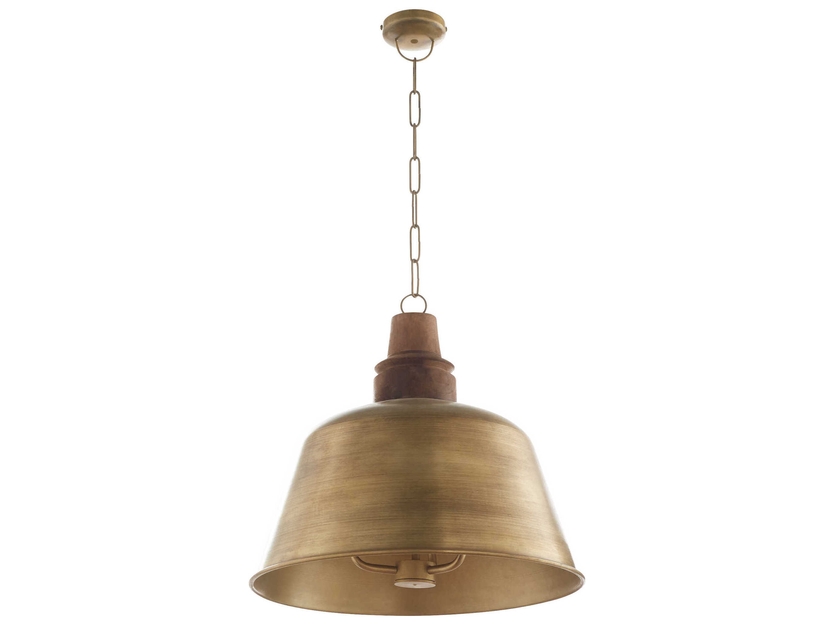Quorum Artisan 3-Light Brass Bell Pendant