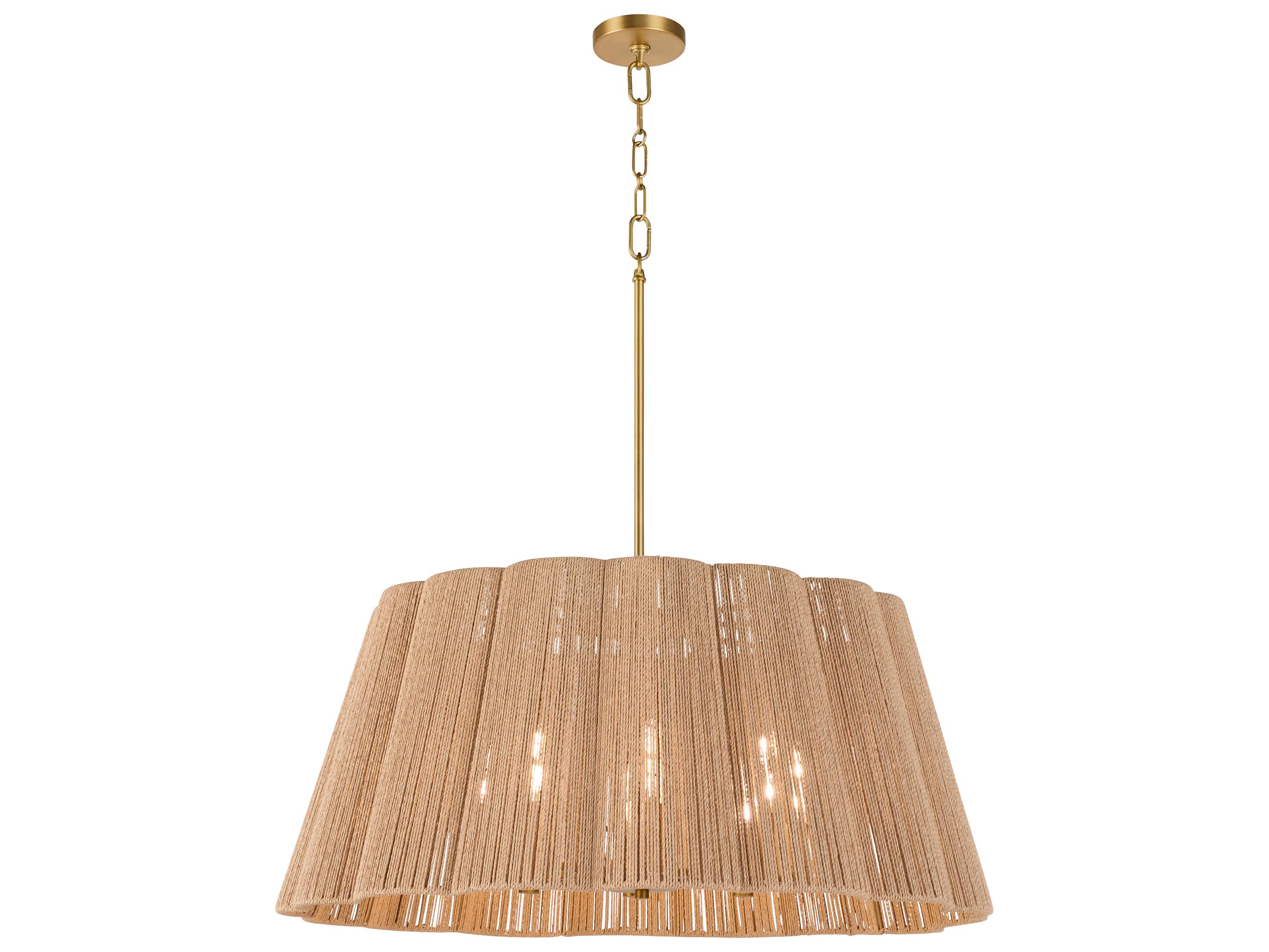 Quorum Anton 8-Light Brushed Brass Drum Pendant