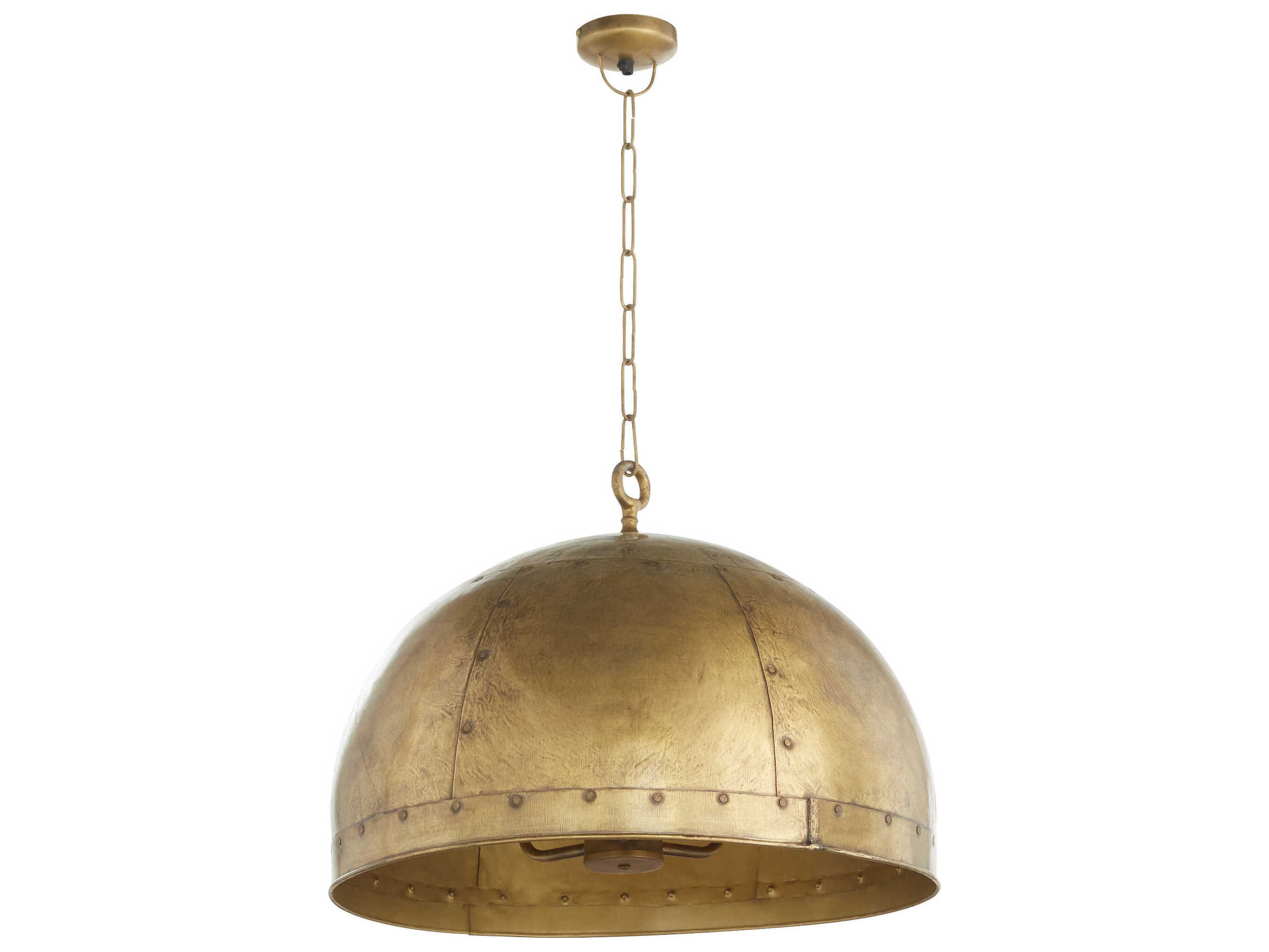 Quorum Artisan 3-Light Brass Dome Pendant