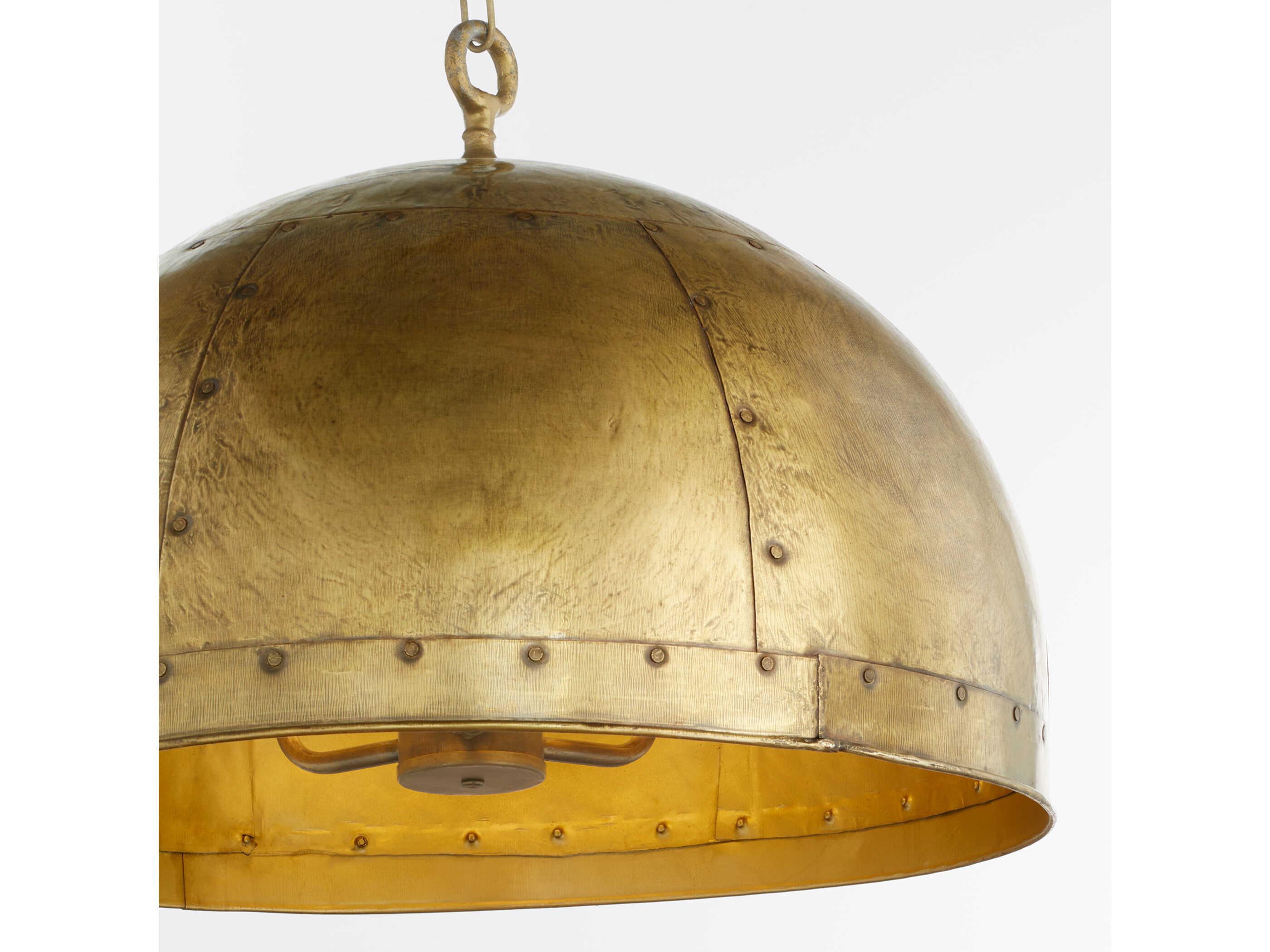 Quorum Artisan 3-Light Brass Dome Pendant