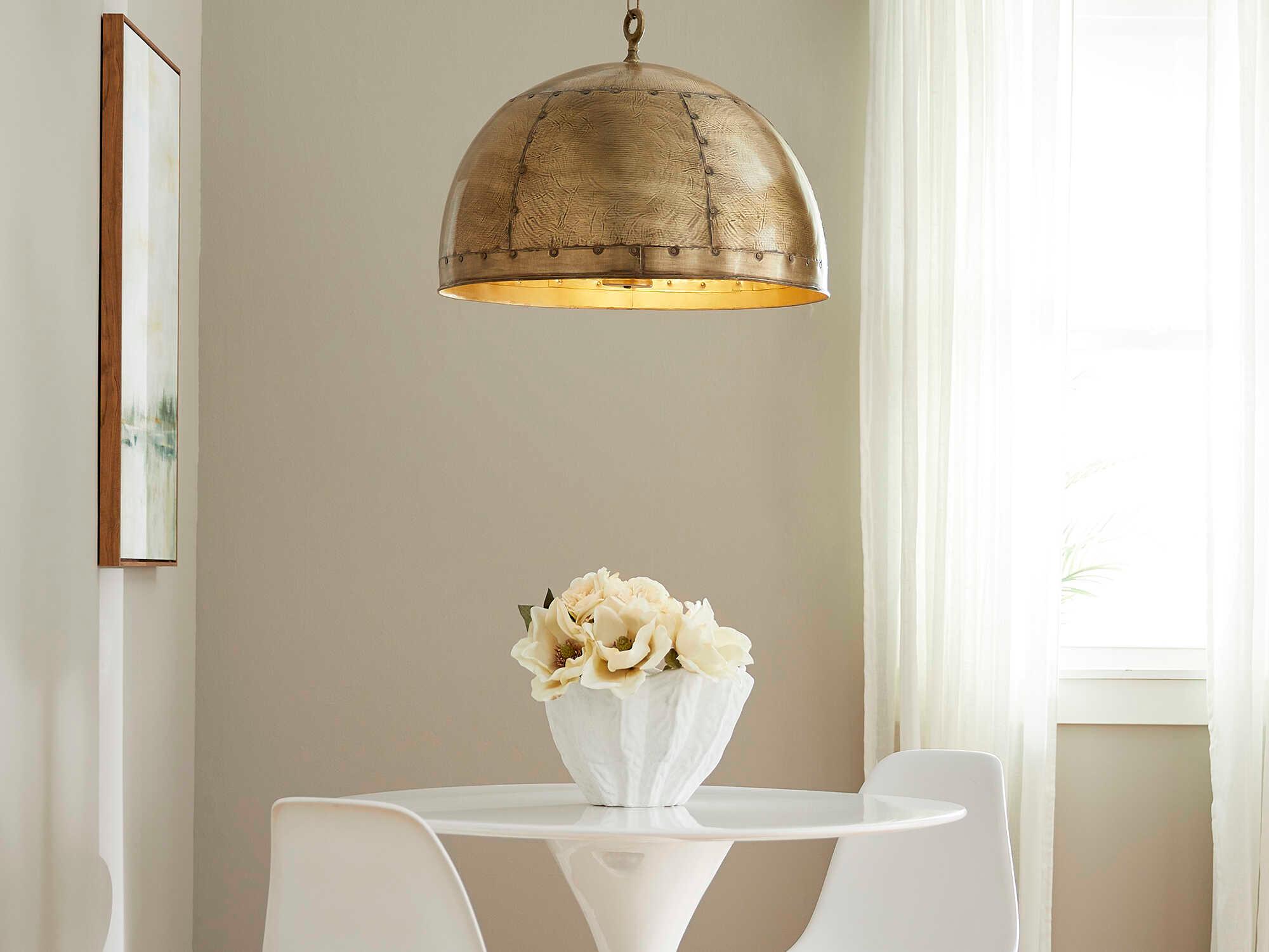 Quorum Artisan 3-Light Brass Dome Pendant