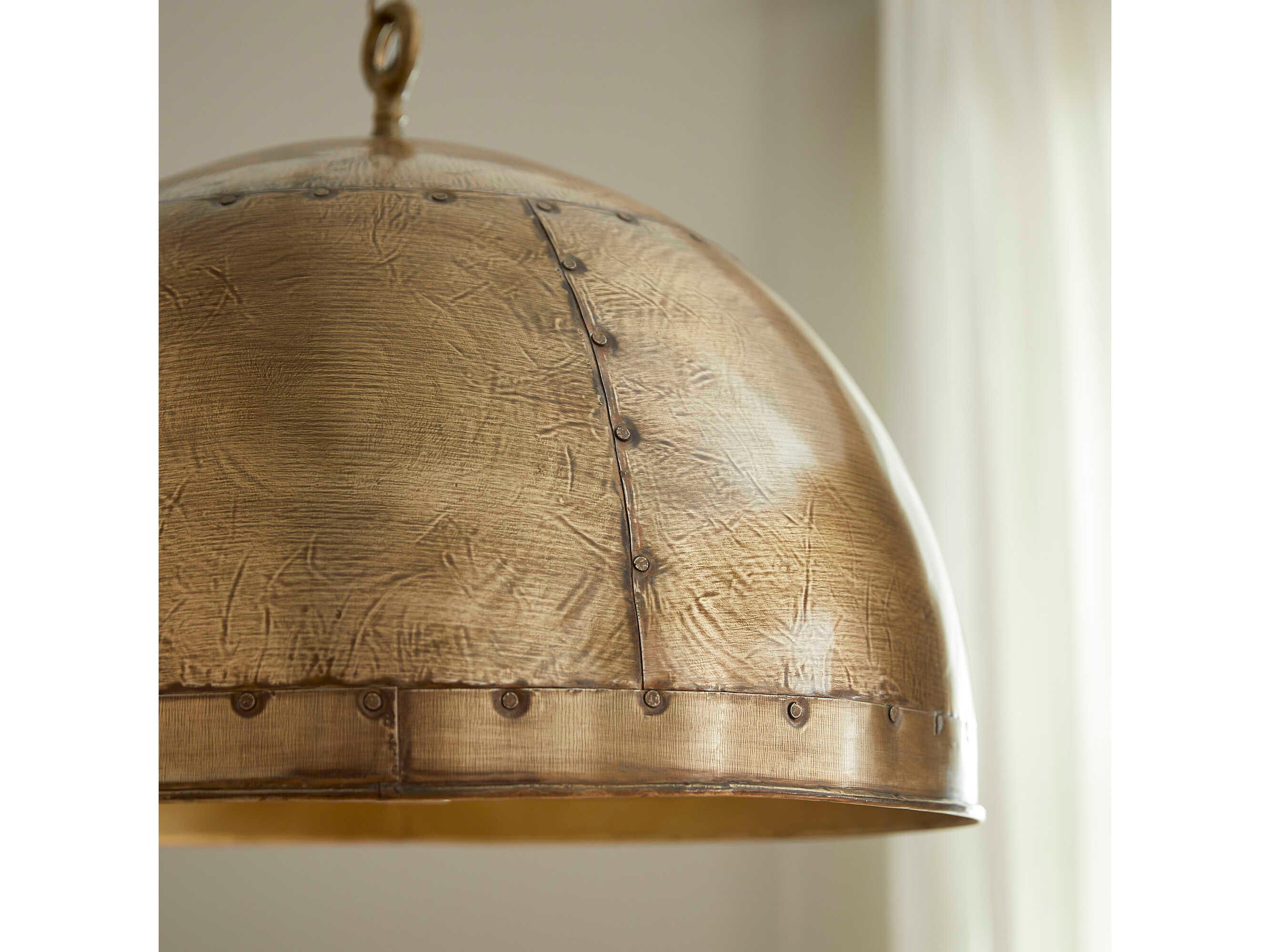 Quorum Artisan 3-Light Brass Dome Pendant