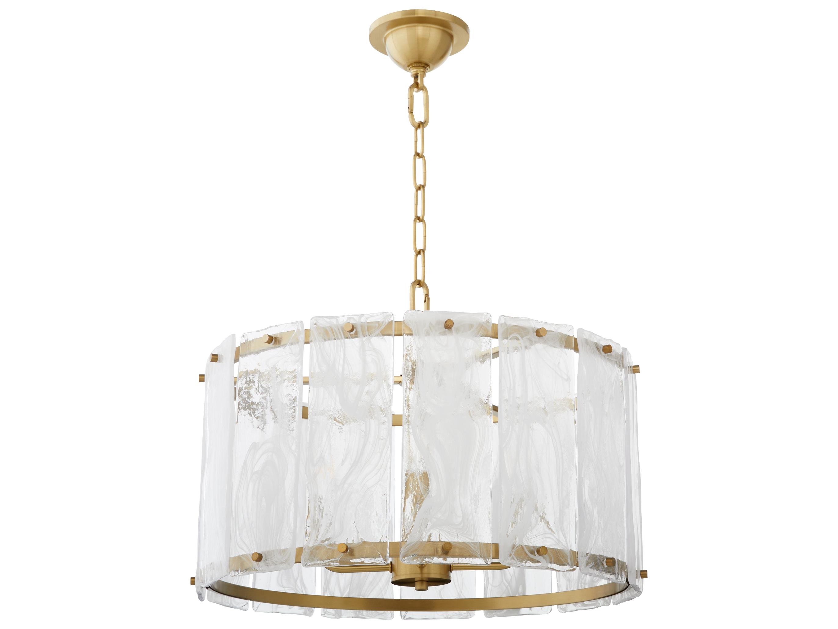 Quorum Prestige 4-Light Aged Brass Drum Pendant