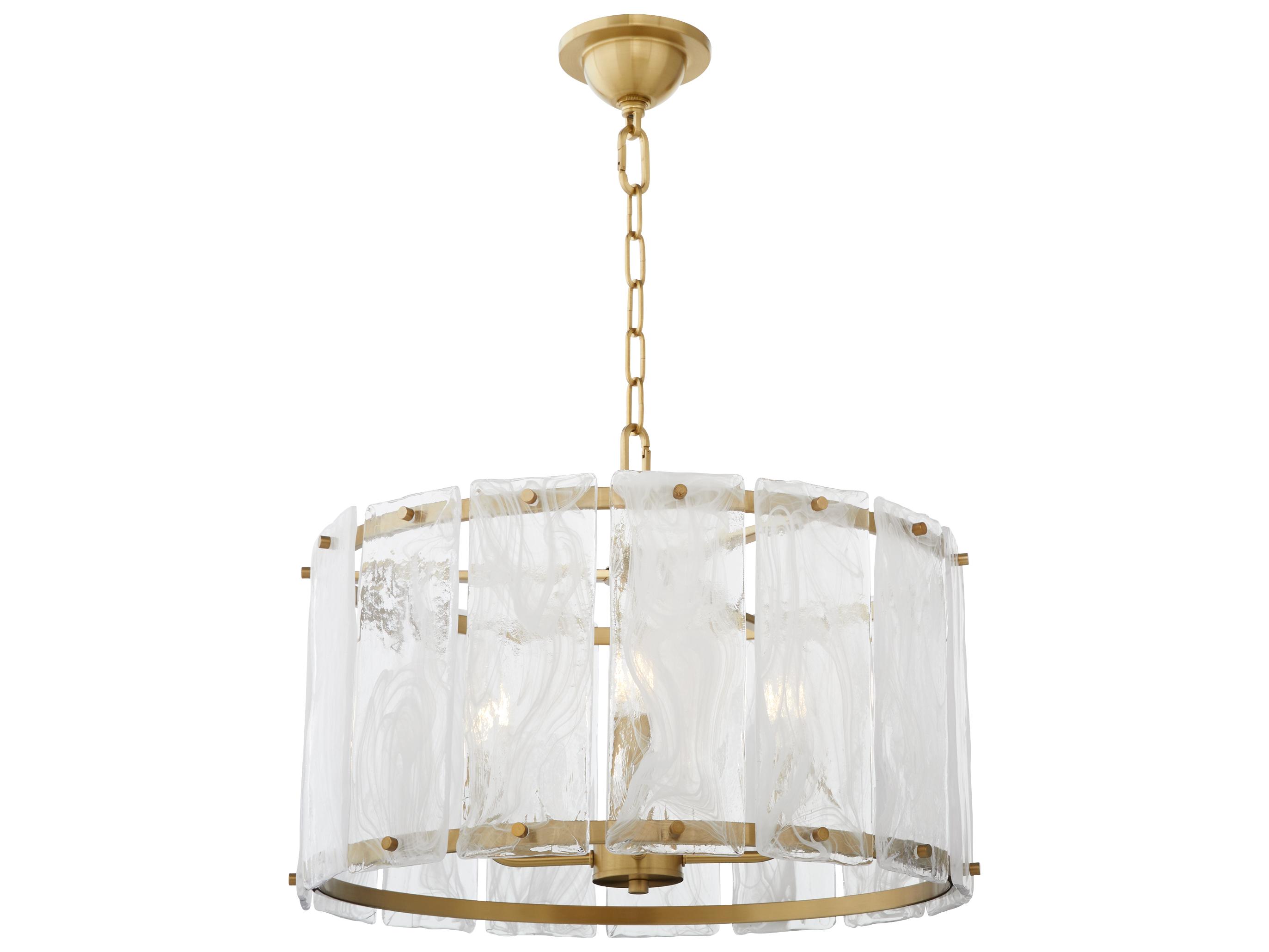 Quorum Prestige 4-Light Aged Brass Drum Pendant