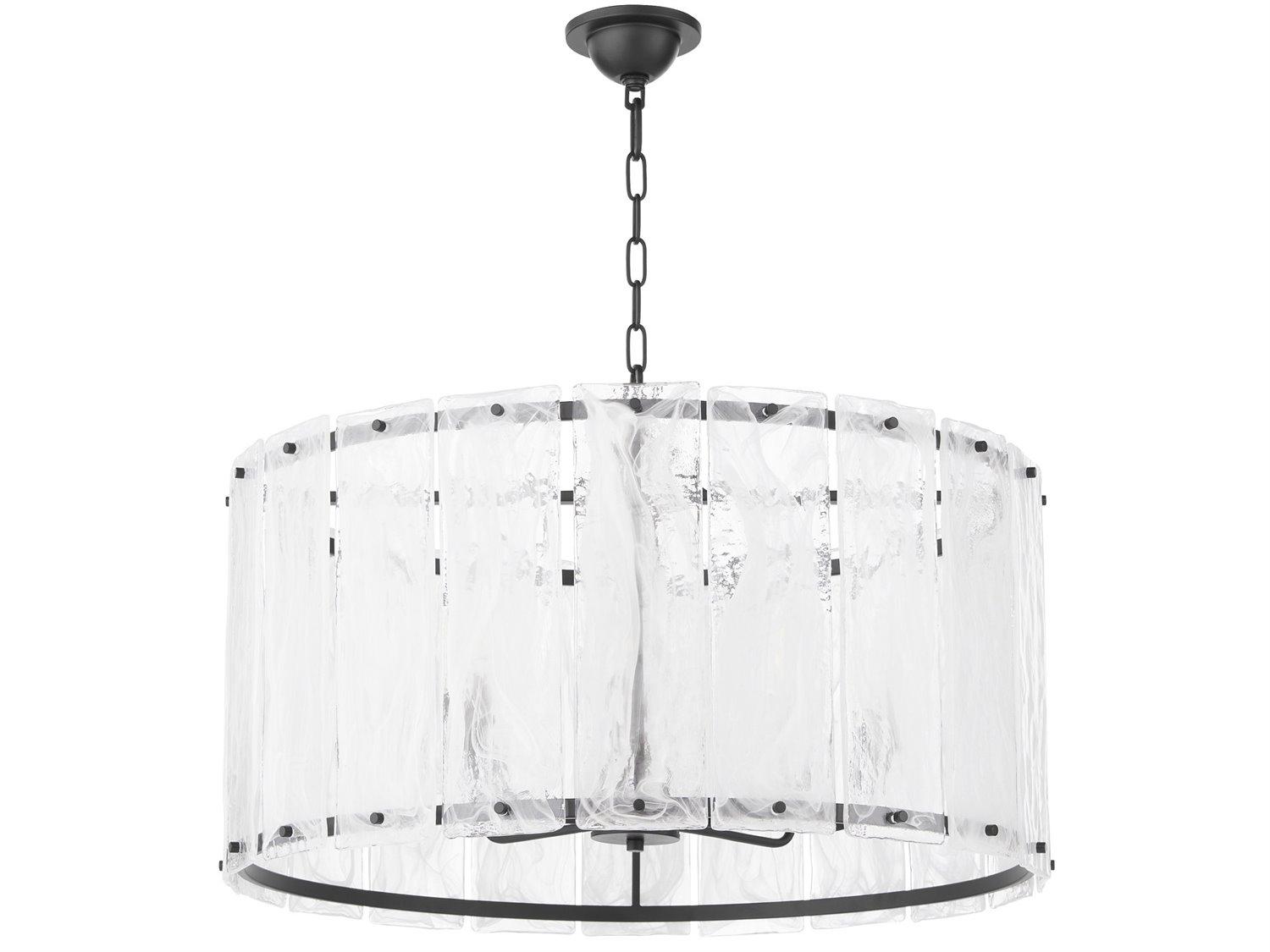 Quorum Prestige 8-Light Aged Brass Black Drum Pendant