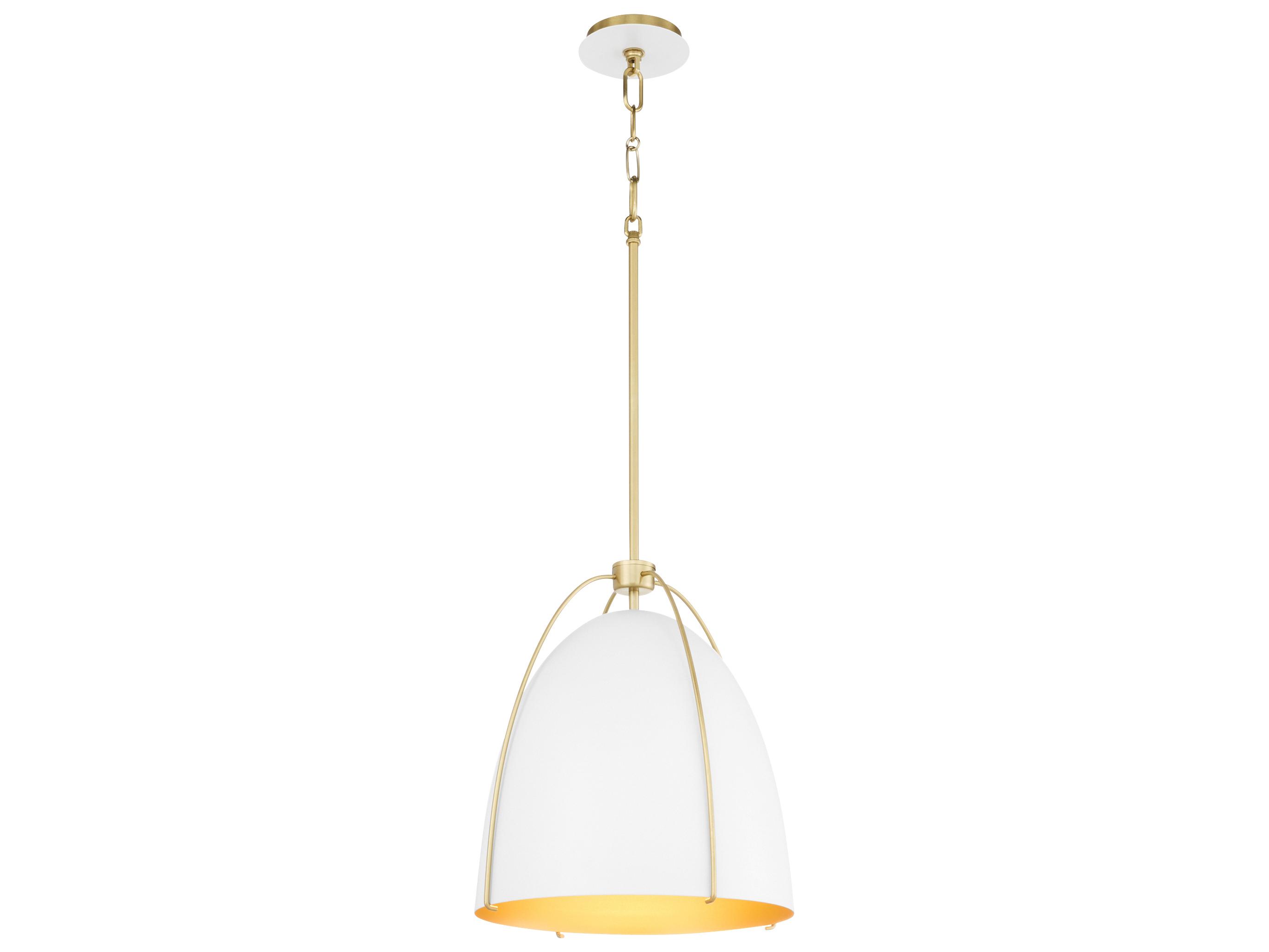 Quorum Jamie 1-Light Studio White W Aged Brass Bell Pendant