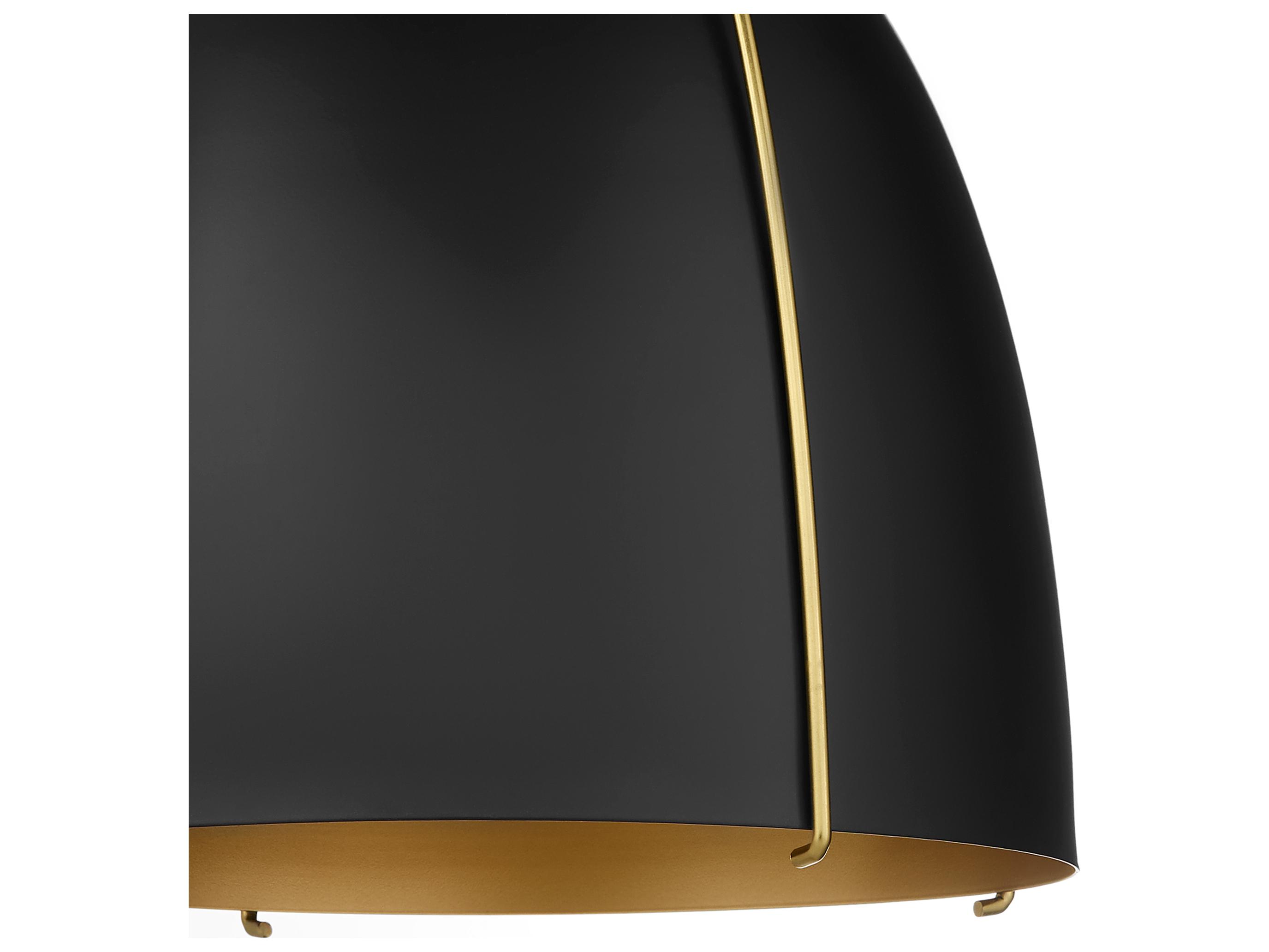 Quorum Jamie 1-Light Matte Black W Aged Brass Bell Pendant