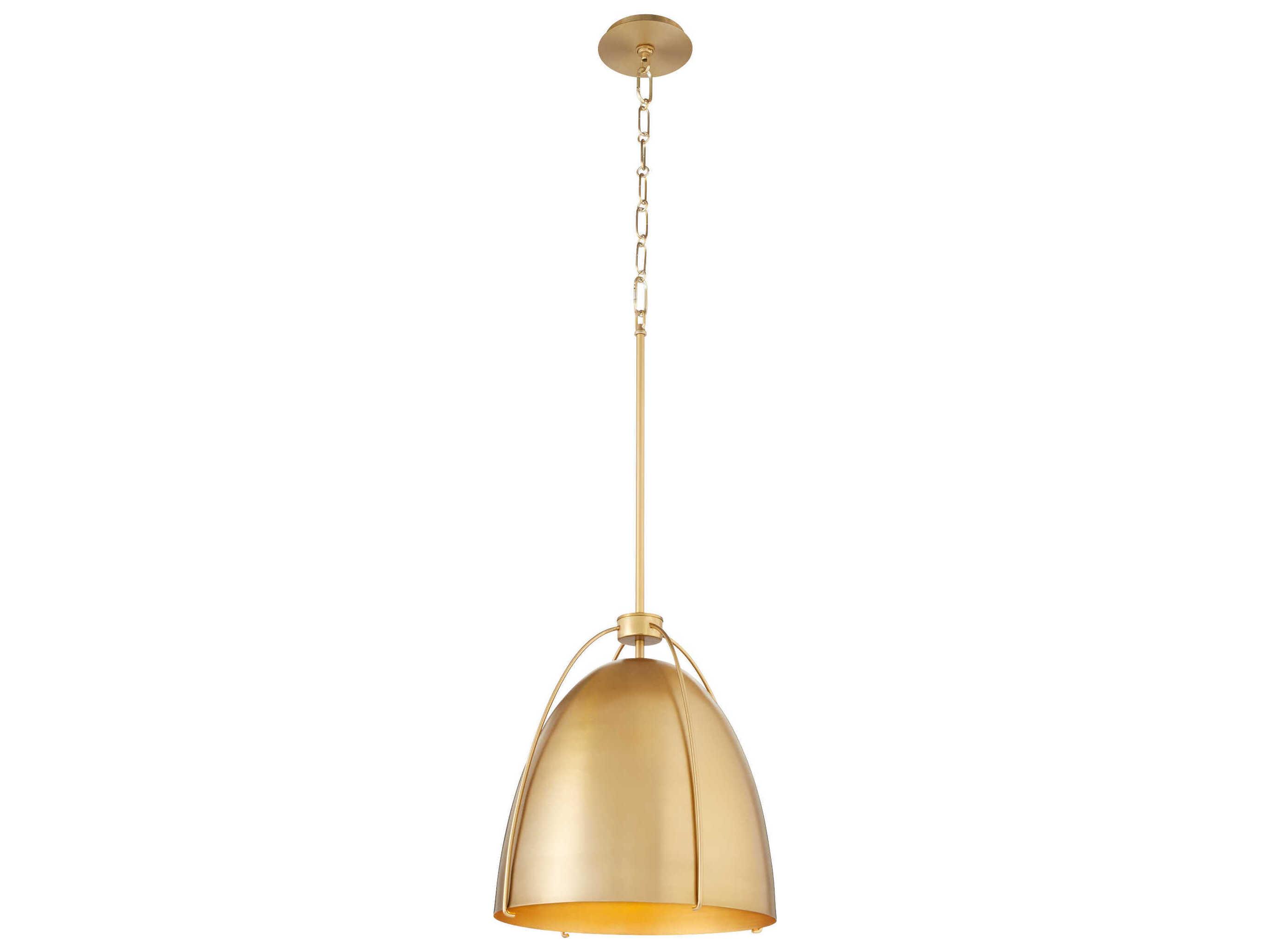Quorum Jamie 1-Light Aged Brass Bell Pendant