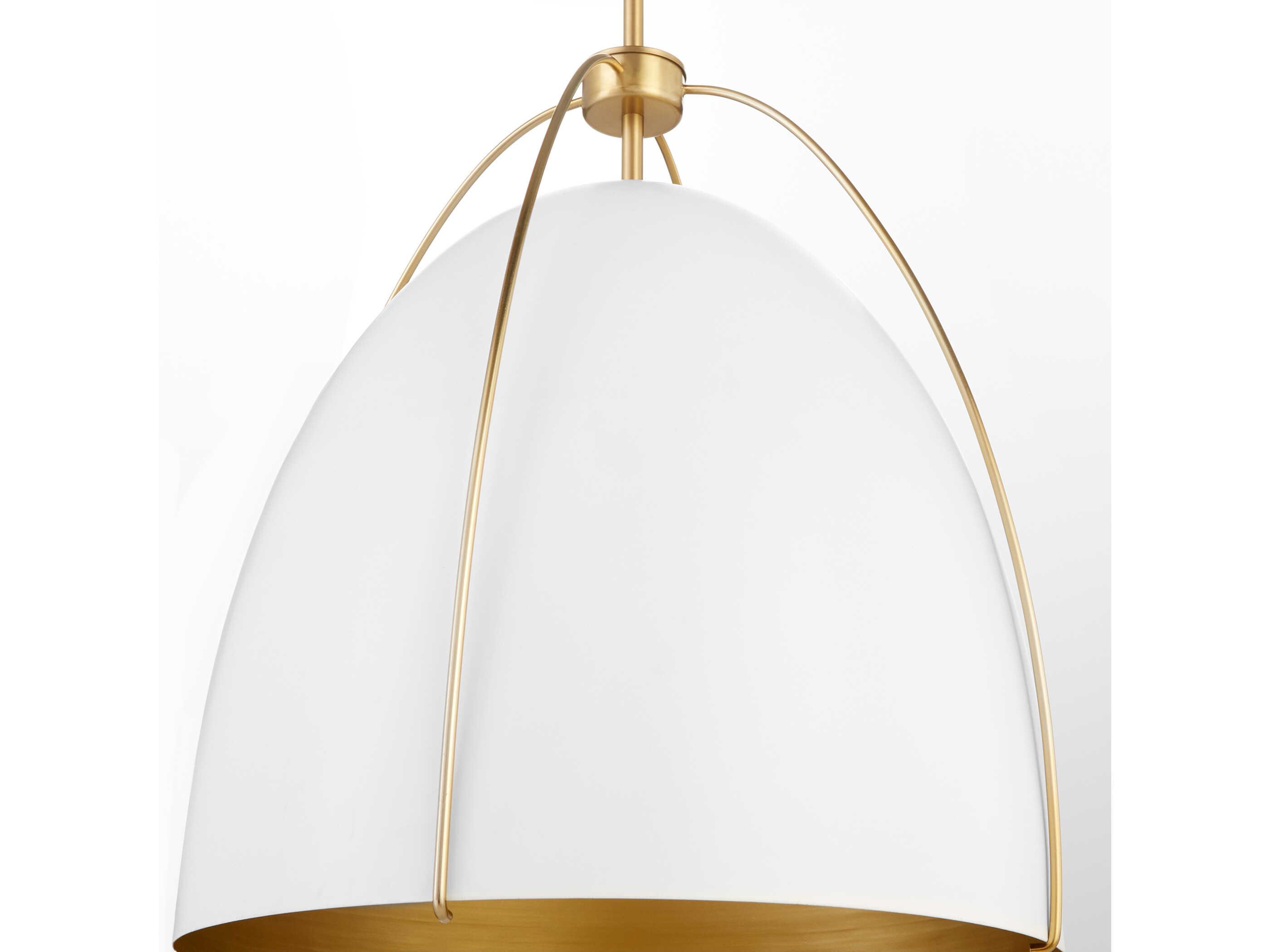 Quorum Jamie 3-Light Studio White Aged Brass Bell Pendant