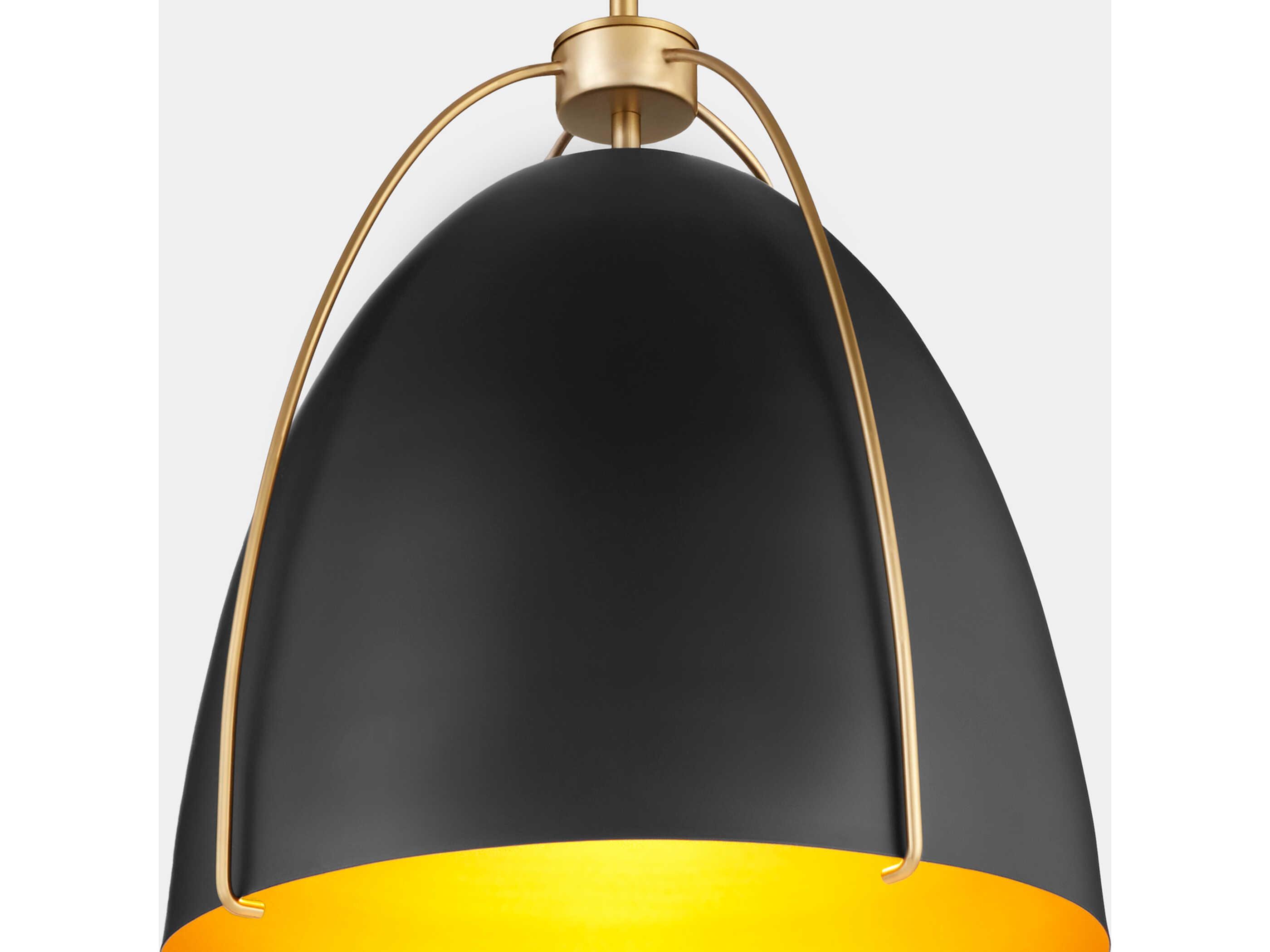 Quorum Jamie 3-Light Matte Black Aged Brass Bell Pendant
