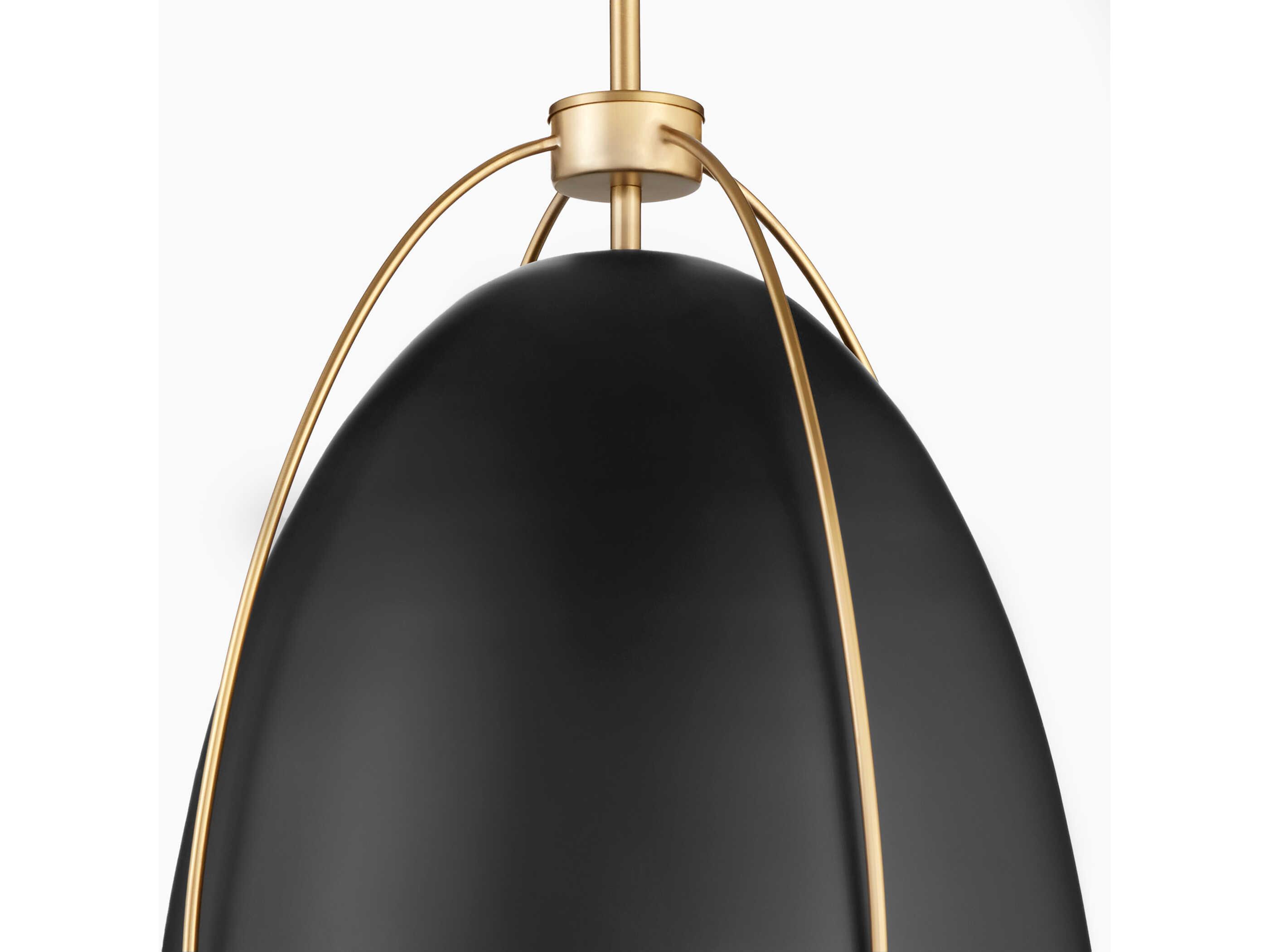Quorum Jamie 3-Light Matte Black Aged Brass Bell Pendant