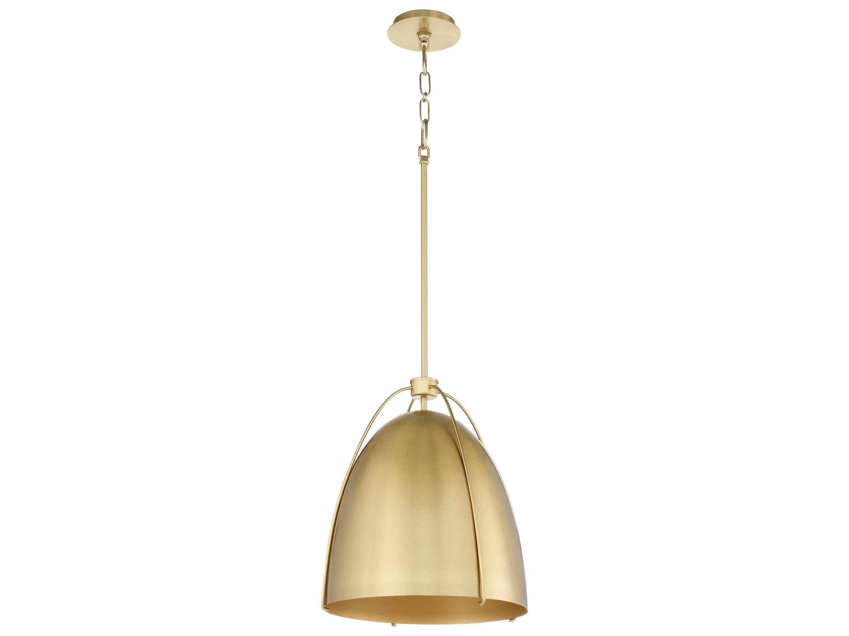 Quorum Jamie 3-Light Aged Brass Bell Pendant