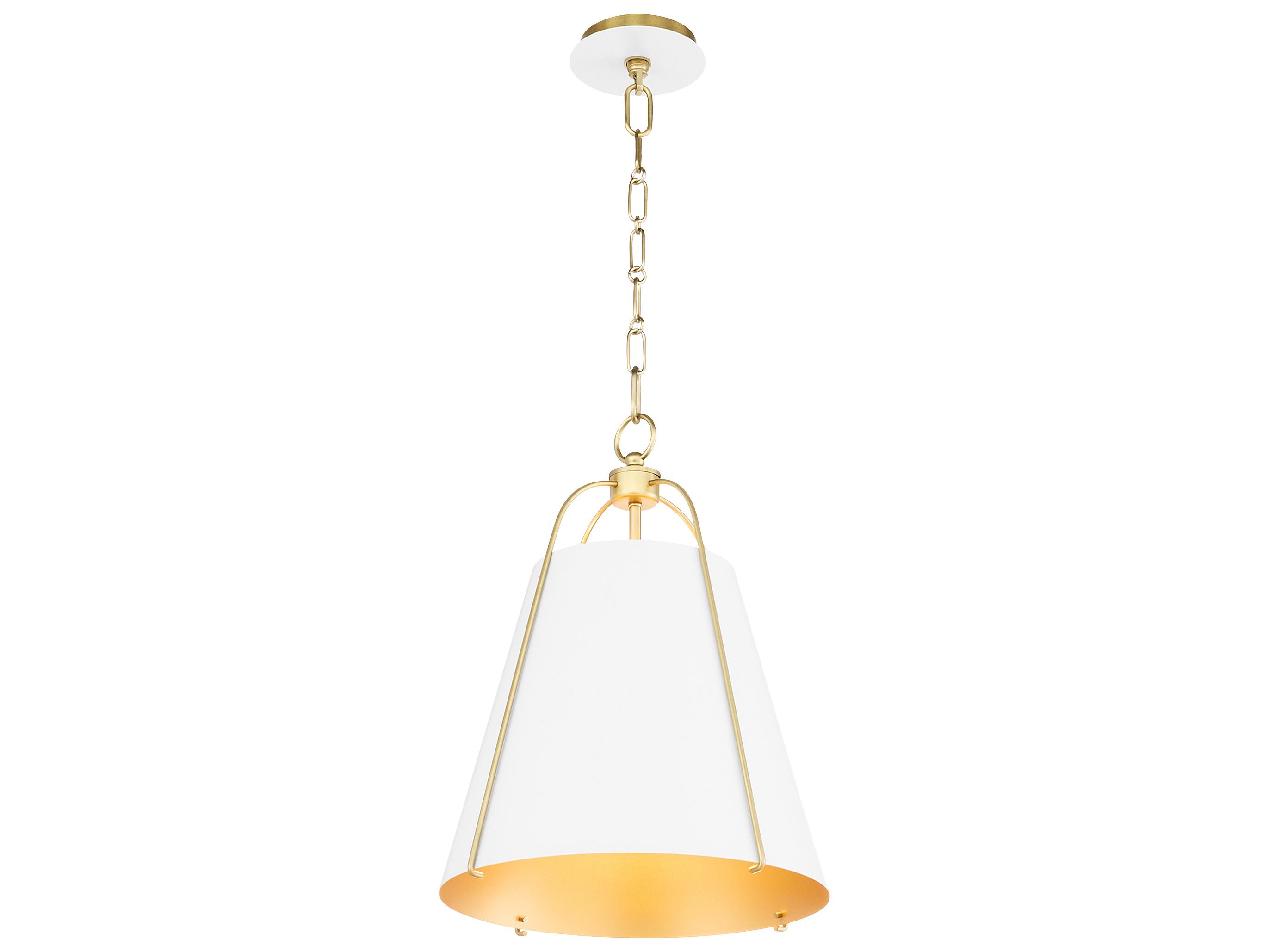 Quorum Ellen 1-Light Studio White W Aged Brass Pendant