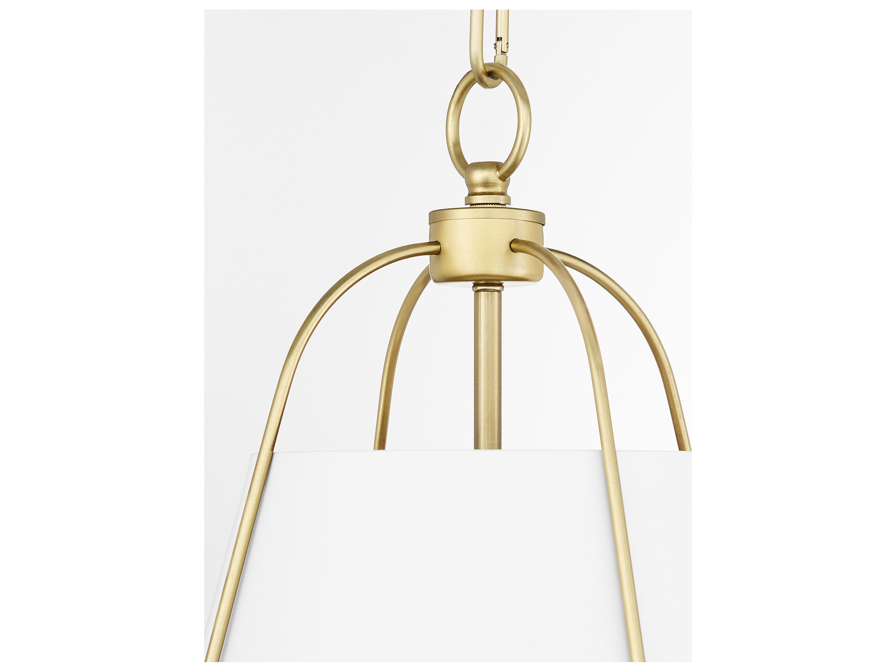 Quorum Ellen 1-Light Studio White W Aged Brass Pendant