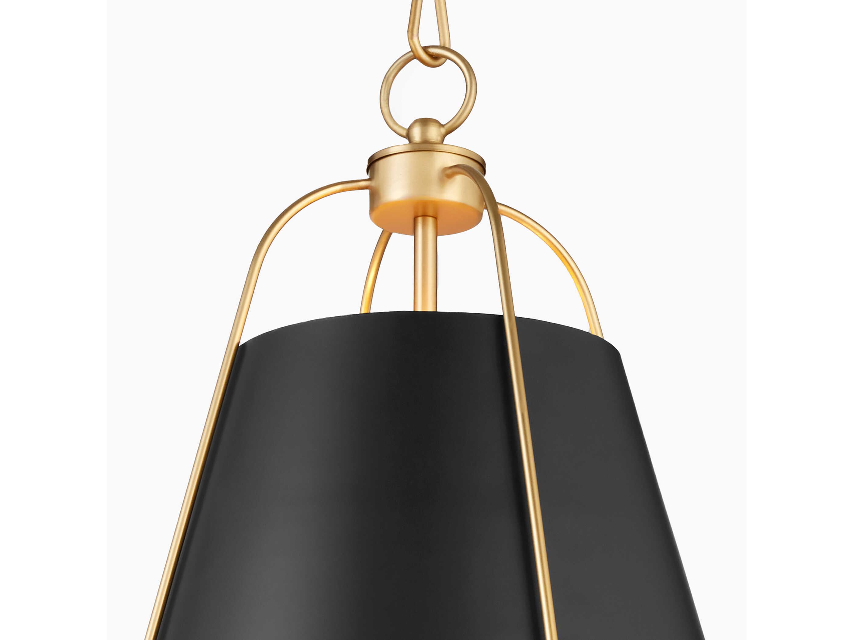 Quorum Ellen 1-Light Matte Black Aged Brass Drum Pendant