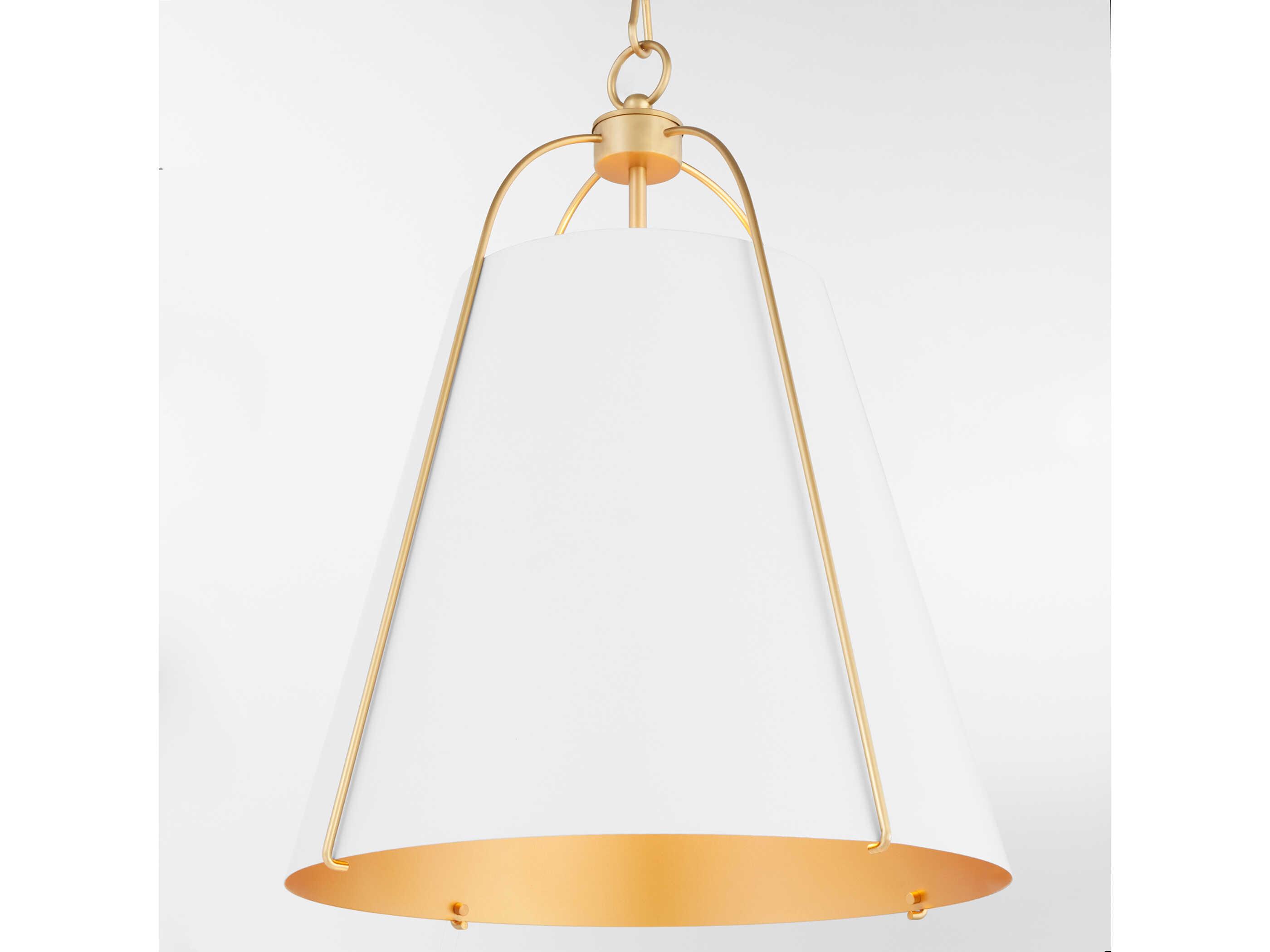 Quorum Ellen 3-Light Studio White Aged Brass Drum Pendant