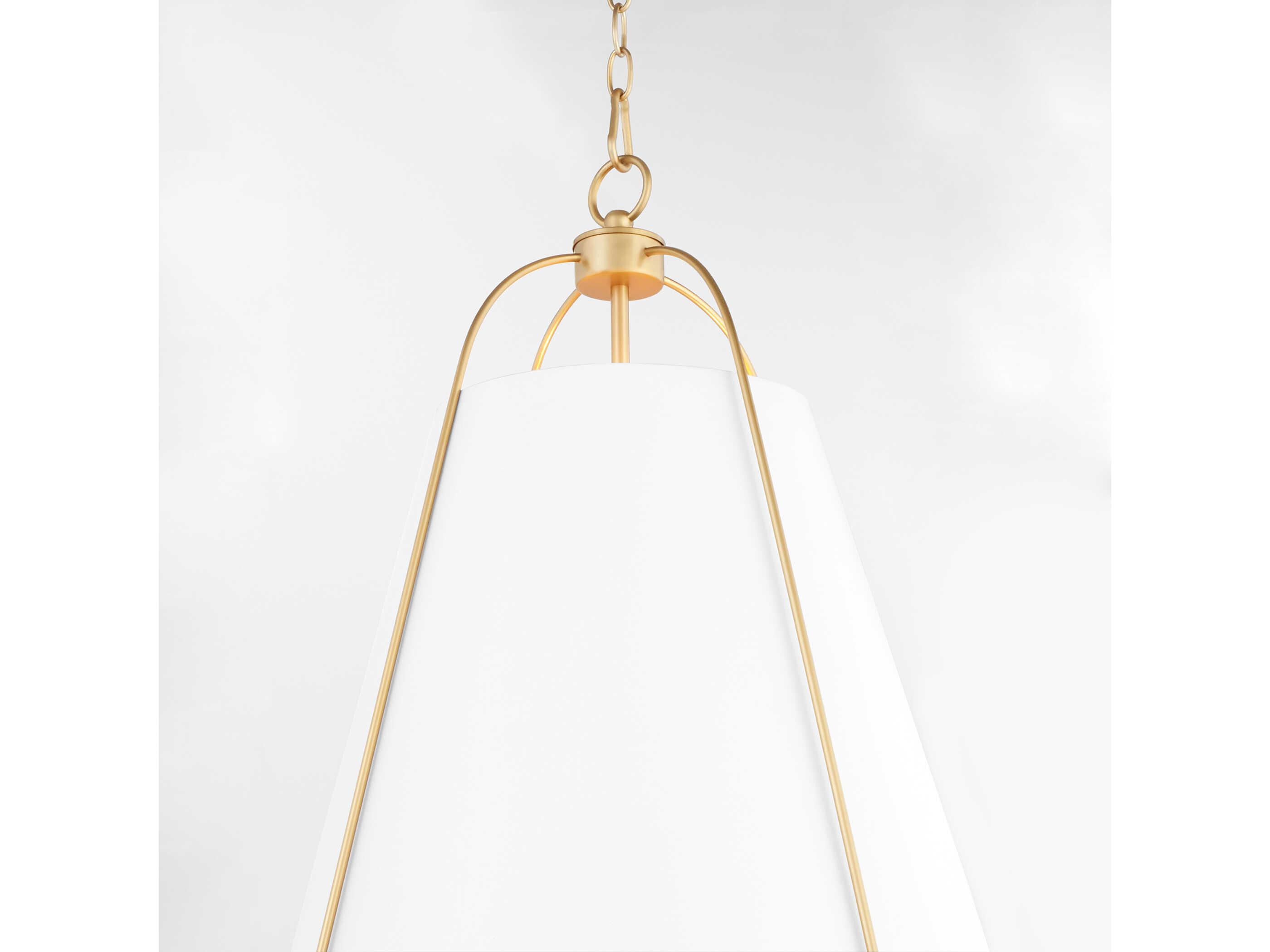 Quorum Ellen 3-Light Studio White Aged Brass Drum Pendant