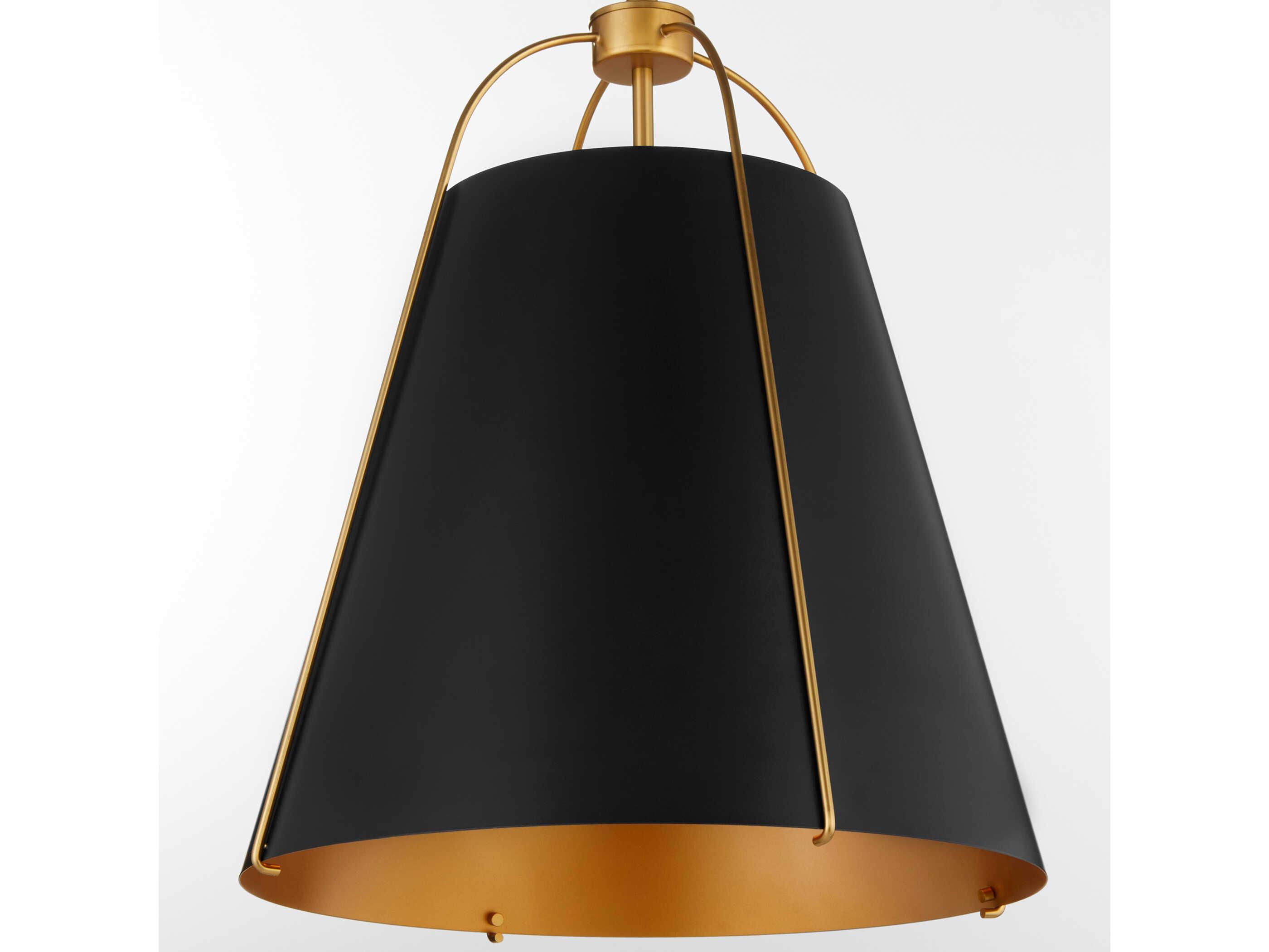 Quorum Ellen 3-Light Matte Black Aged Brass Drum Pendant