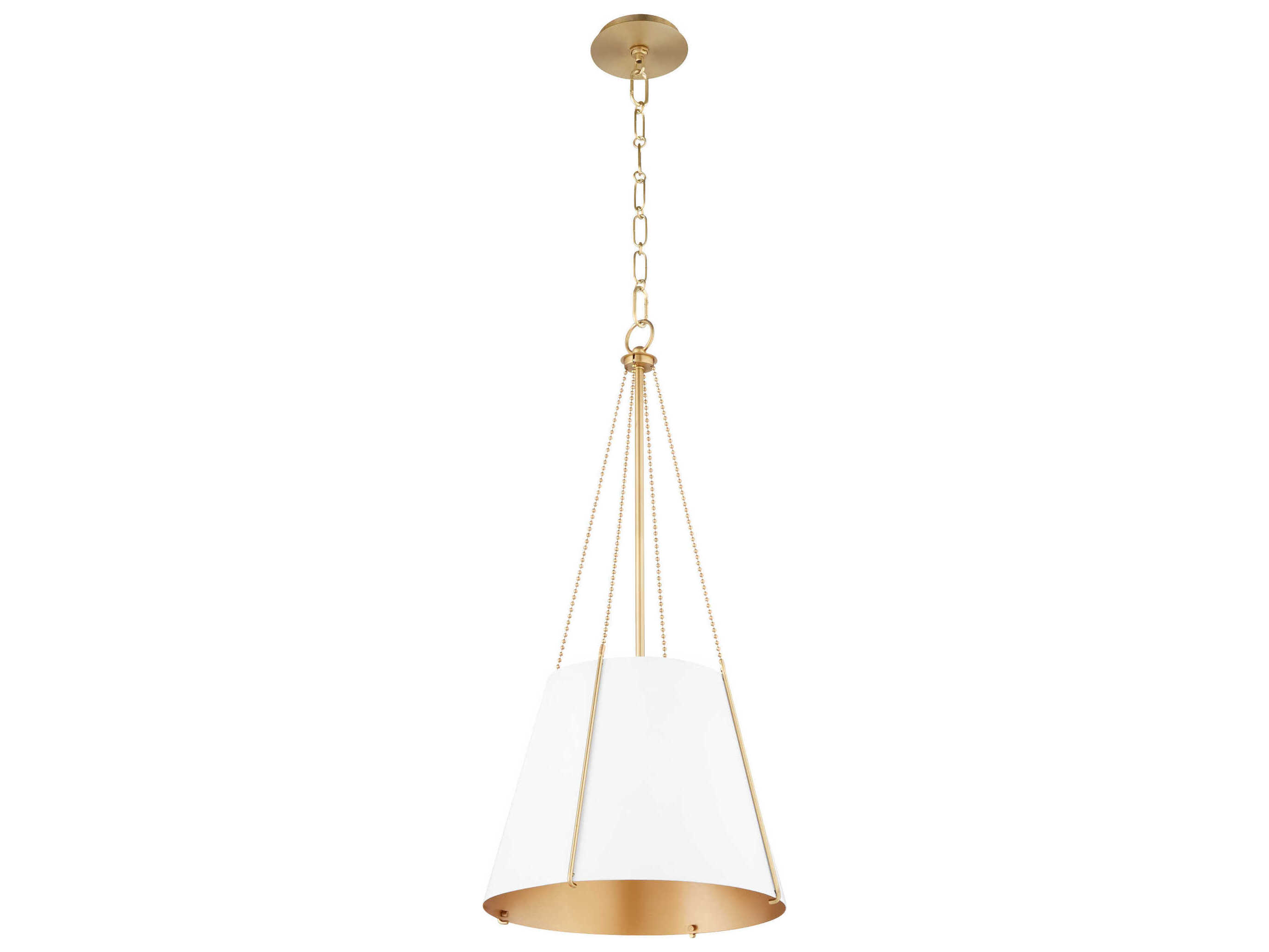 Quorum Denise 1-Light Studio White Aged Brass Drum Pendant