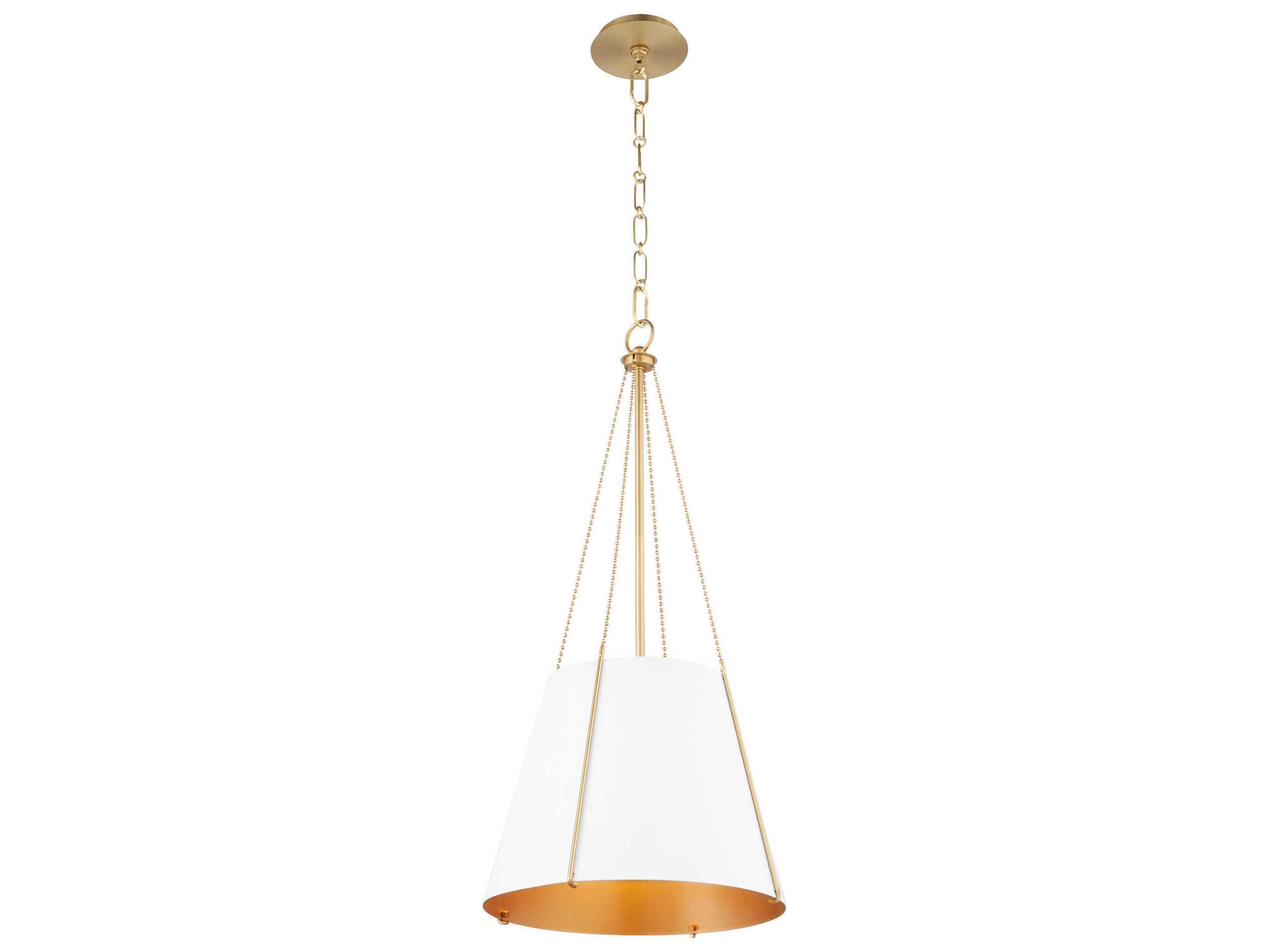 Quorum Denise 1-Light Studio White Aged Brass Drum Pendant