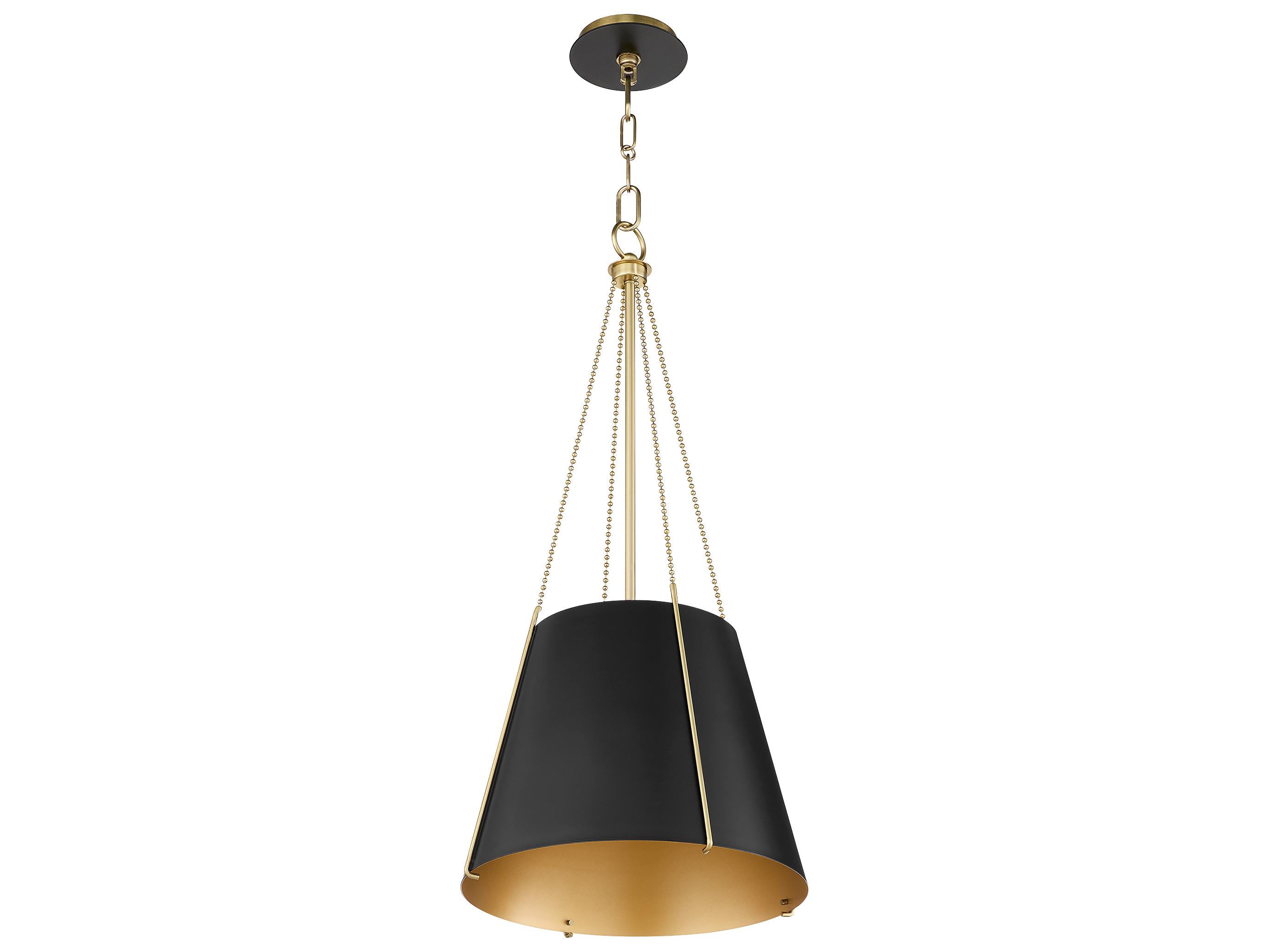 Quorum Denise 1-Light Matte Black W Aged Brass Drum Pendant