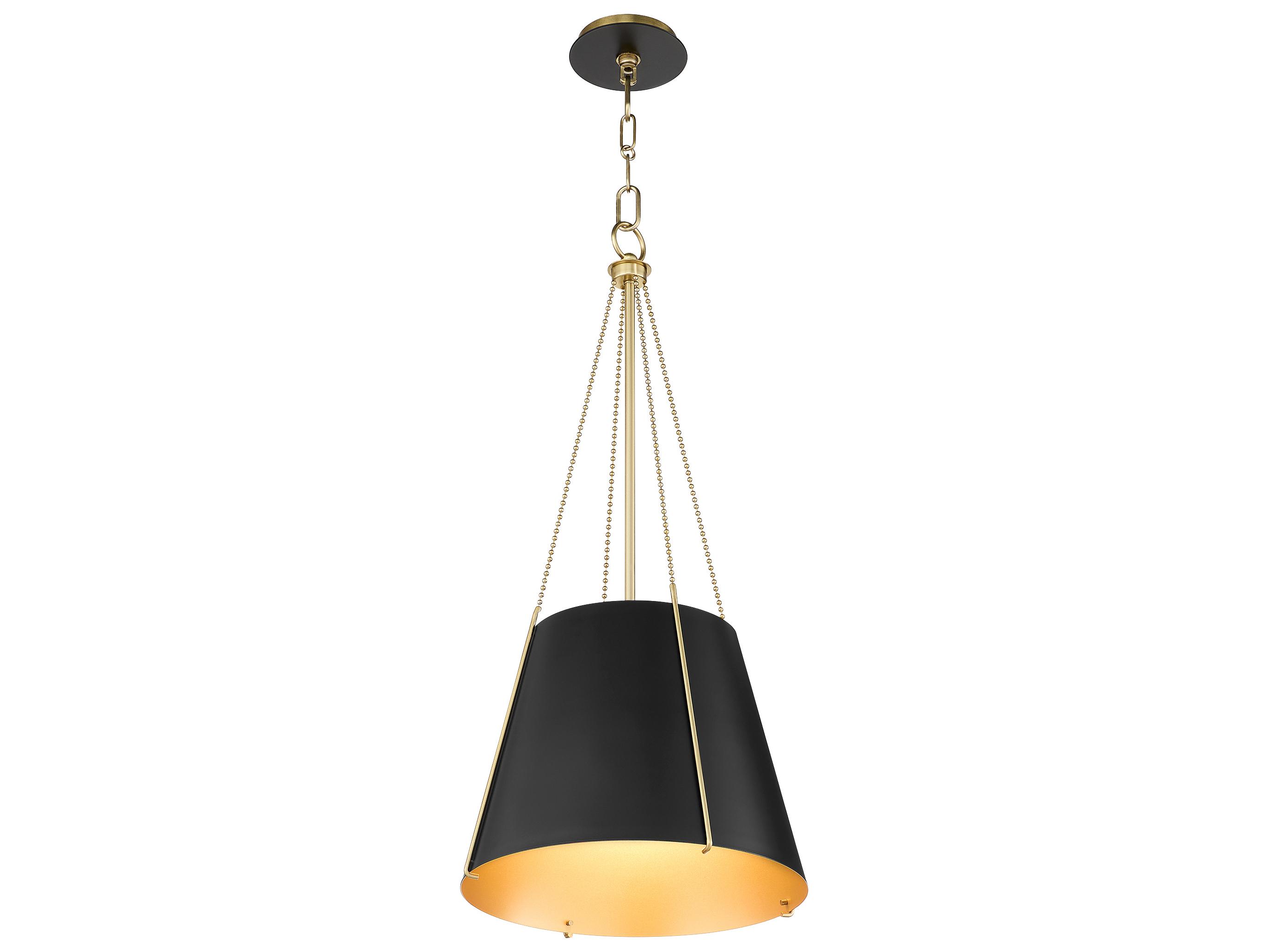 Quorum Denise 1-Light Matte Black W Aged Brass Drum Pendant