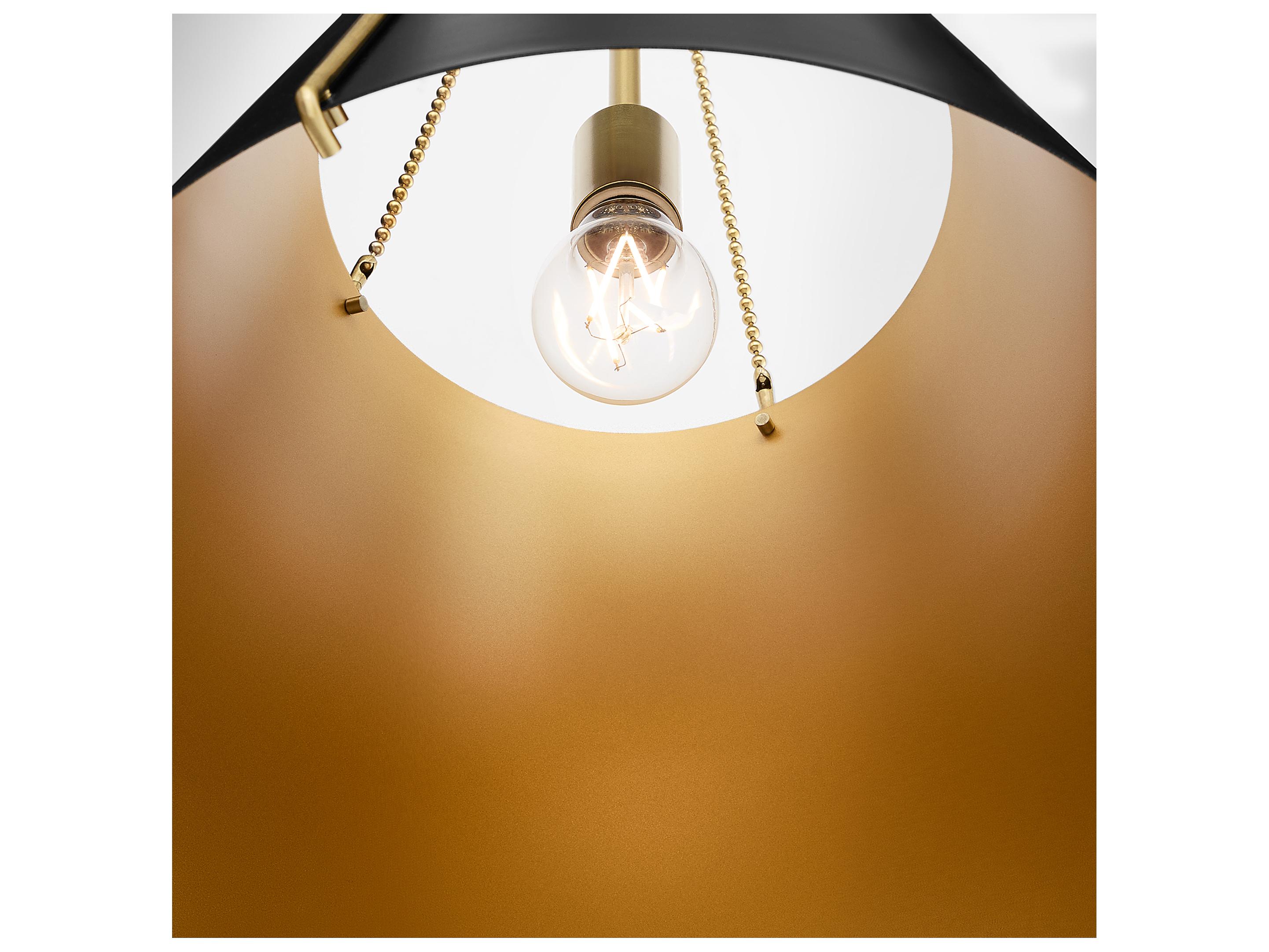 Quorum Denise 1-Light Matte Black W Aged Brass Drum Pendant