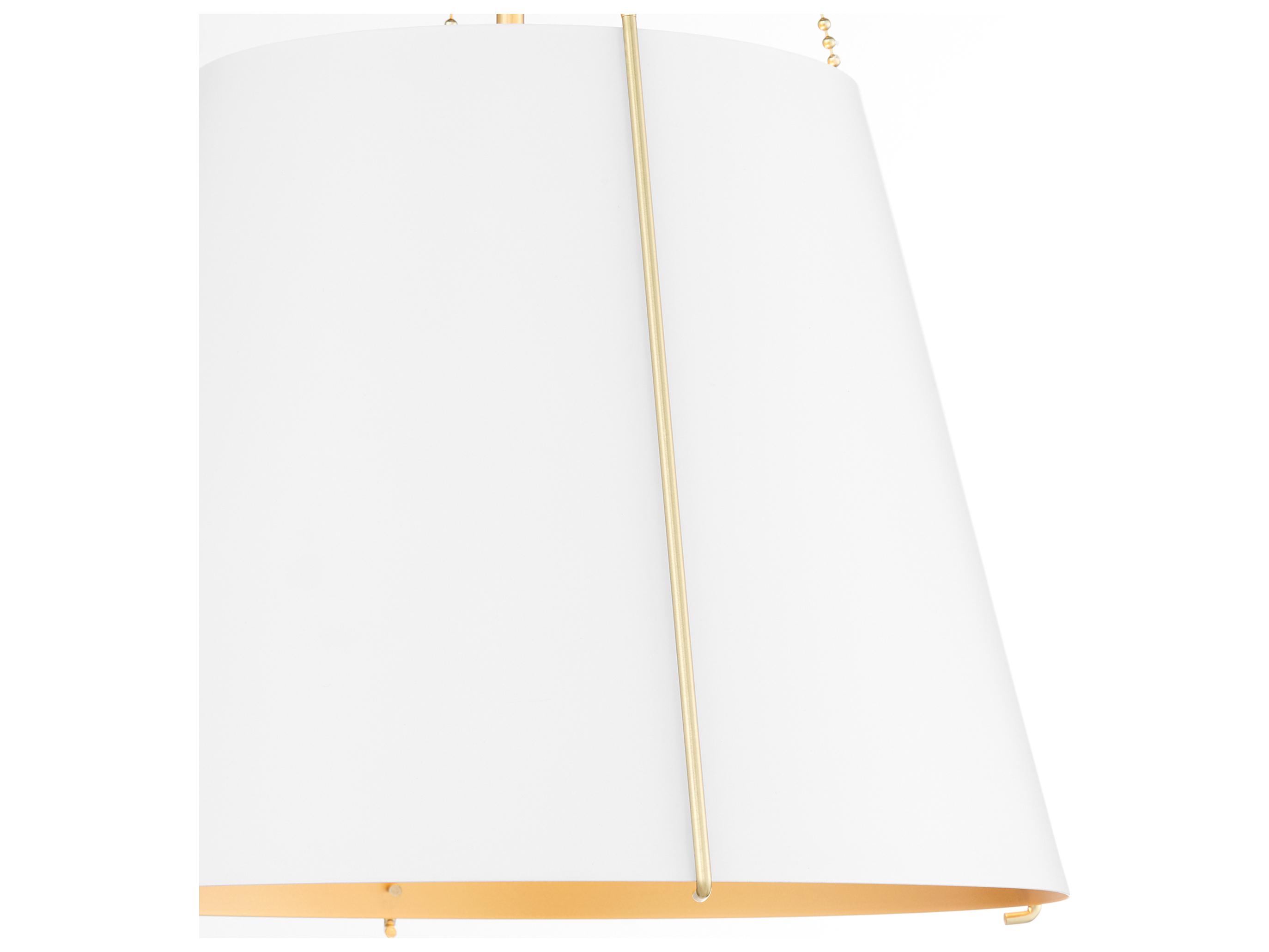 Quorum Denise 3-Light Studio White W Aged Brass Drum Pendant