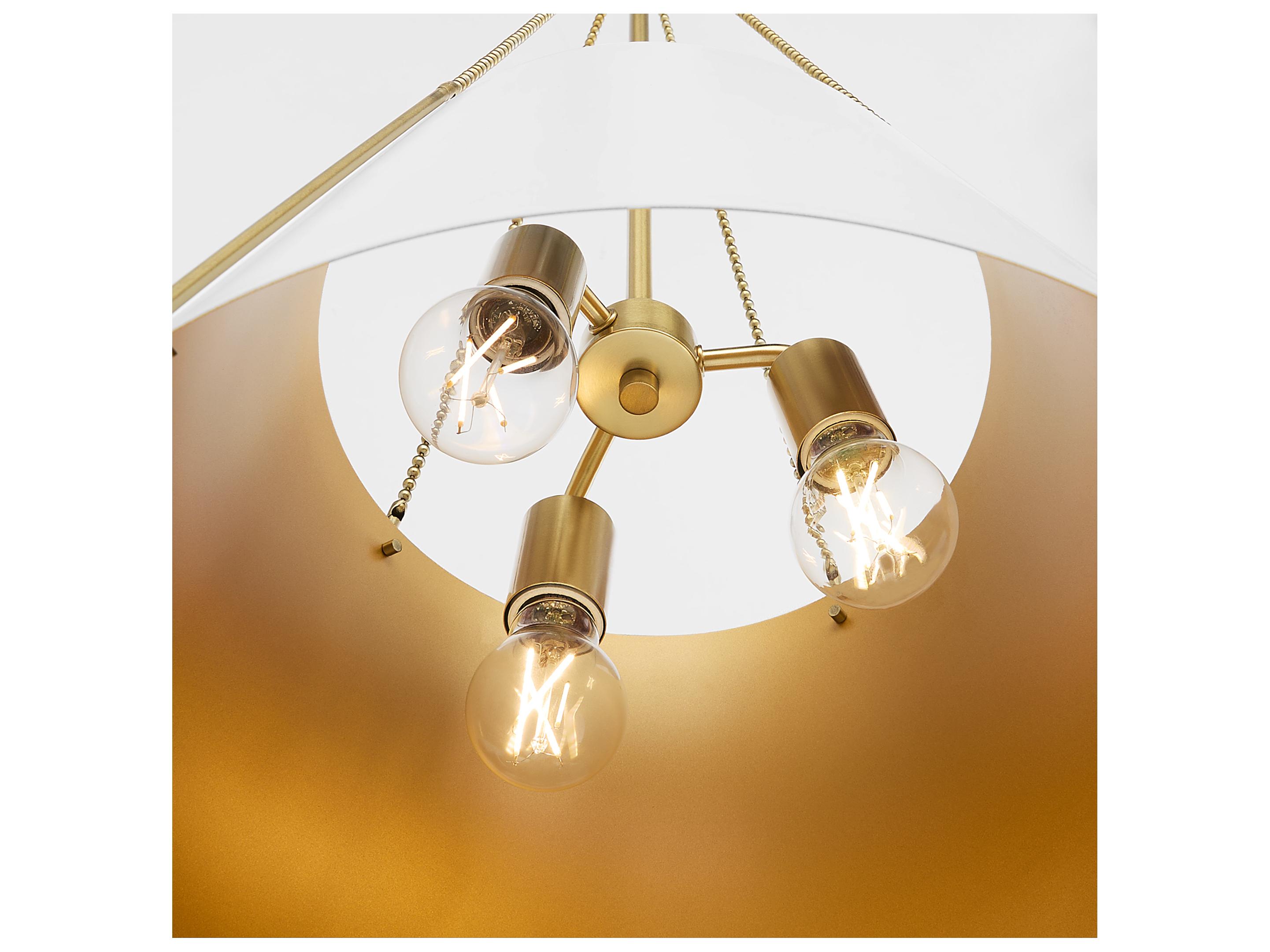 Quorum Denise 3-Light Studio White W Aged Brass Drum Pendant