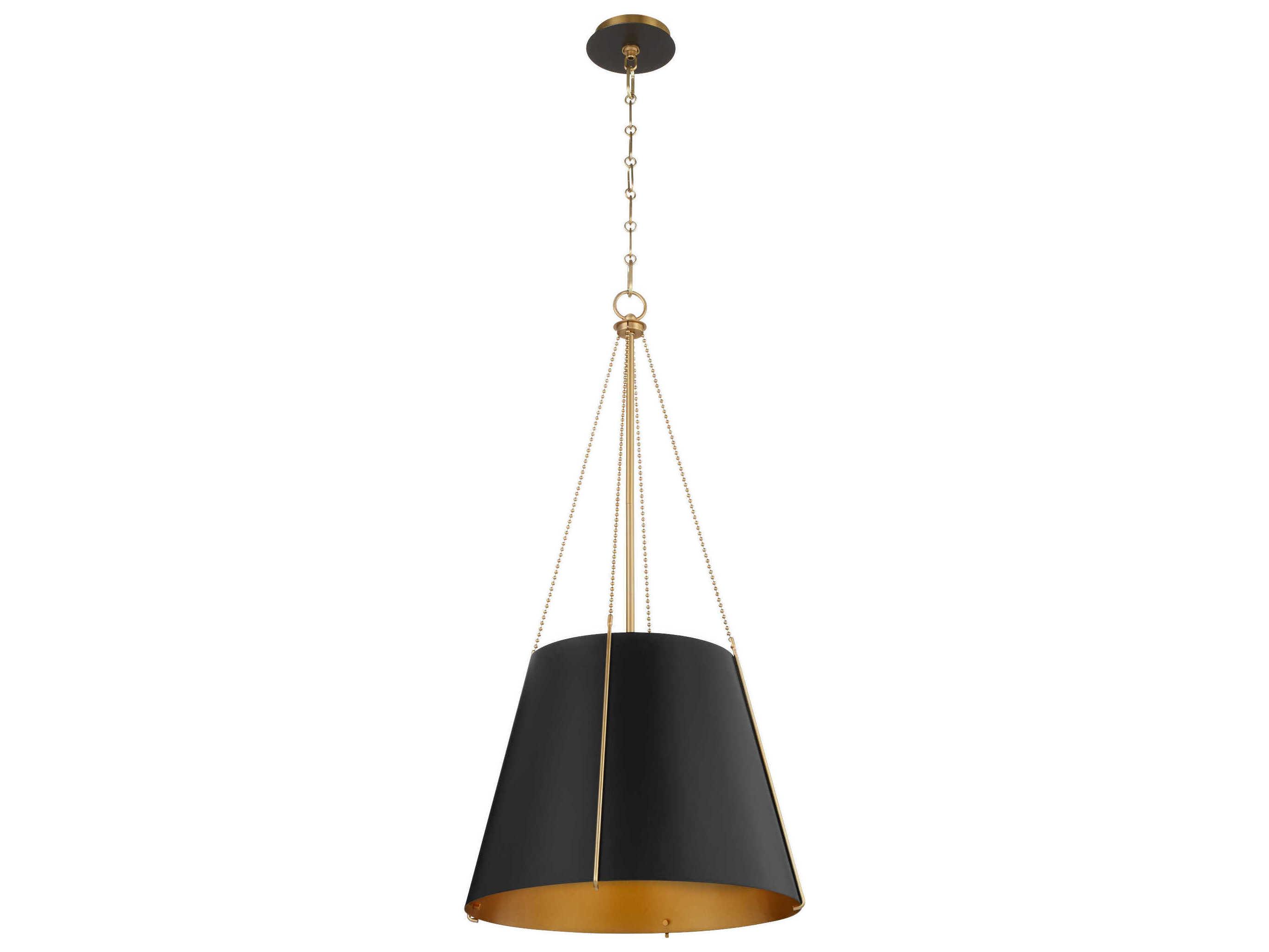 Quorum Denise 3-Light Matte Black Aged Brass Drum Pendant