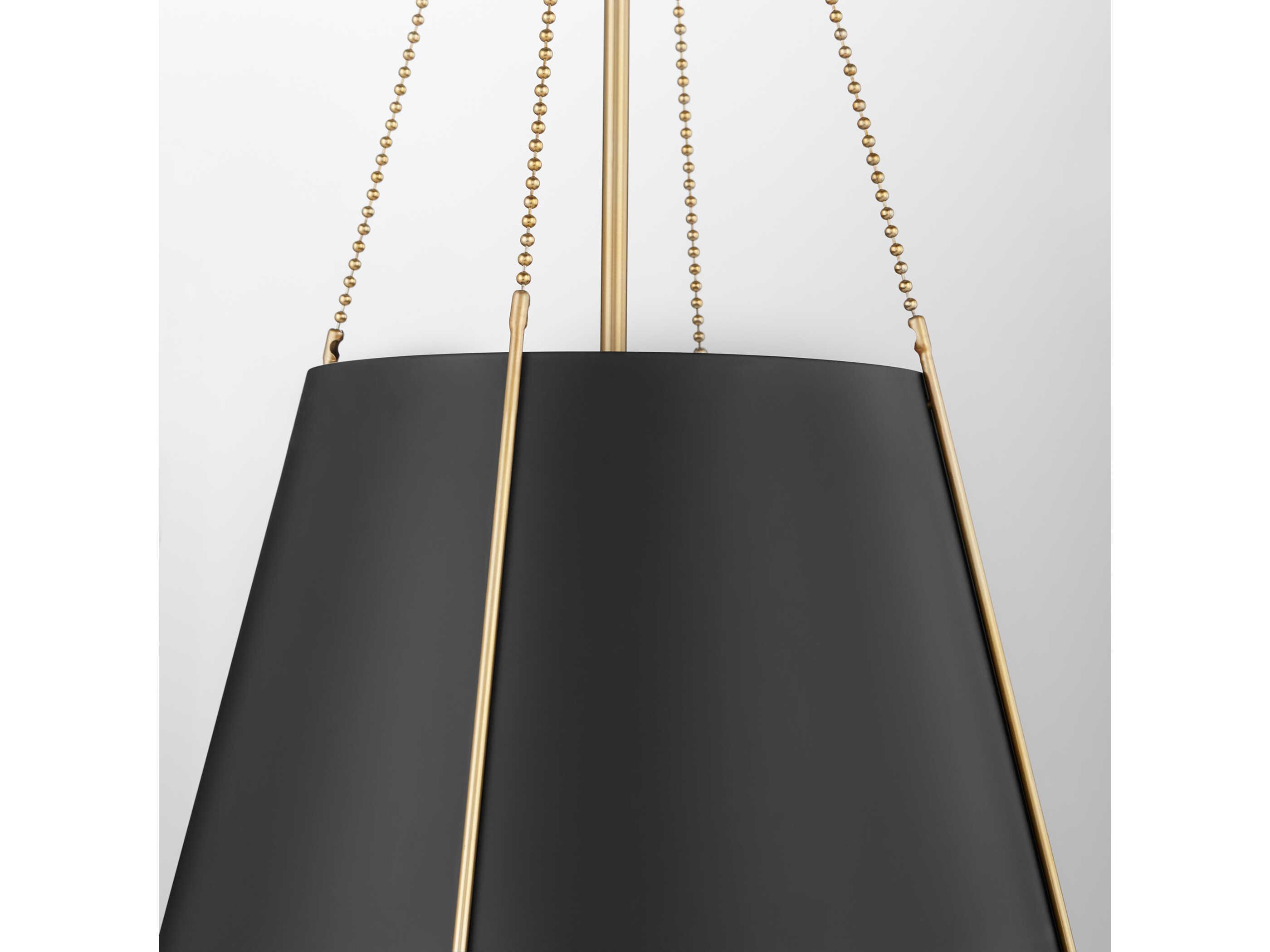 Quorum Denise 3-Light Matte Black Aged Brass Drum Pendant