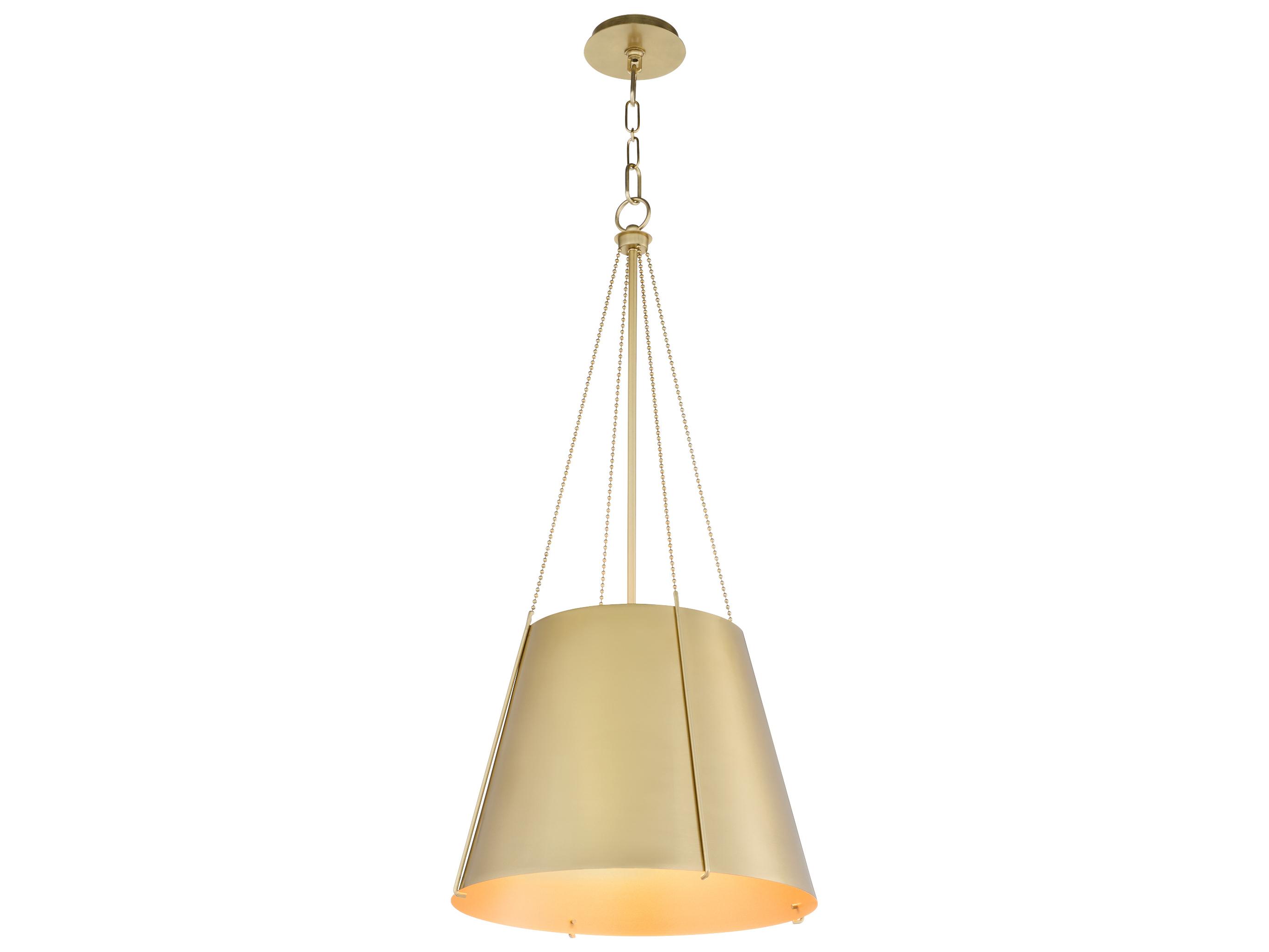 Quorum Denise 3-Light Aged Brass Drum Pendant