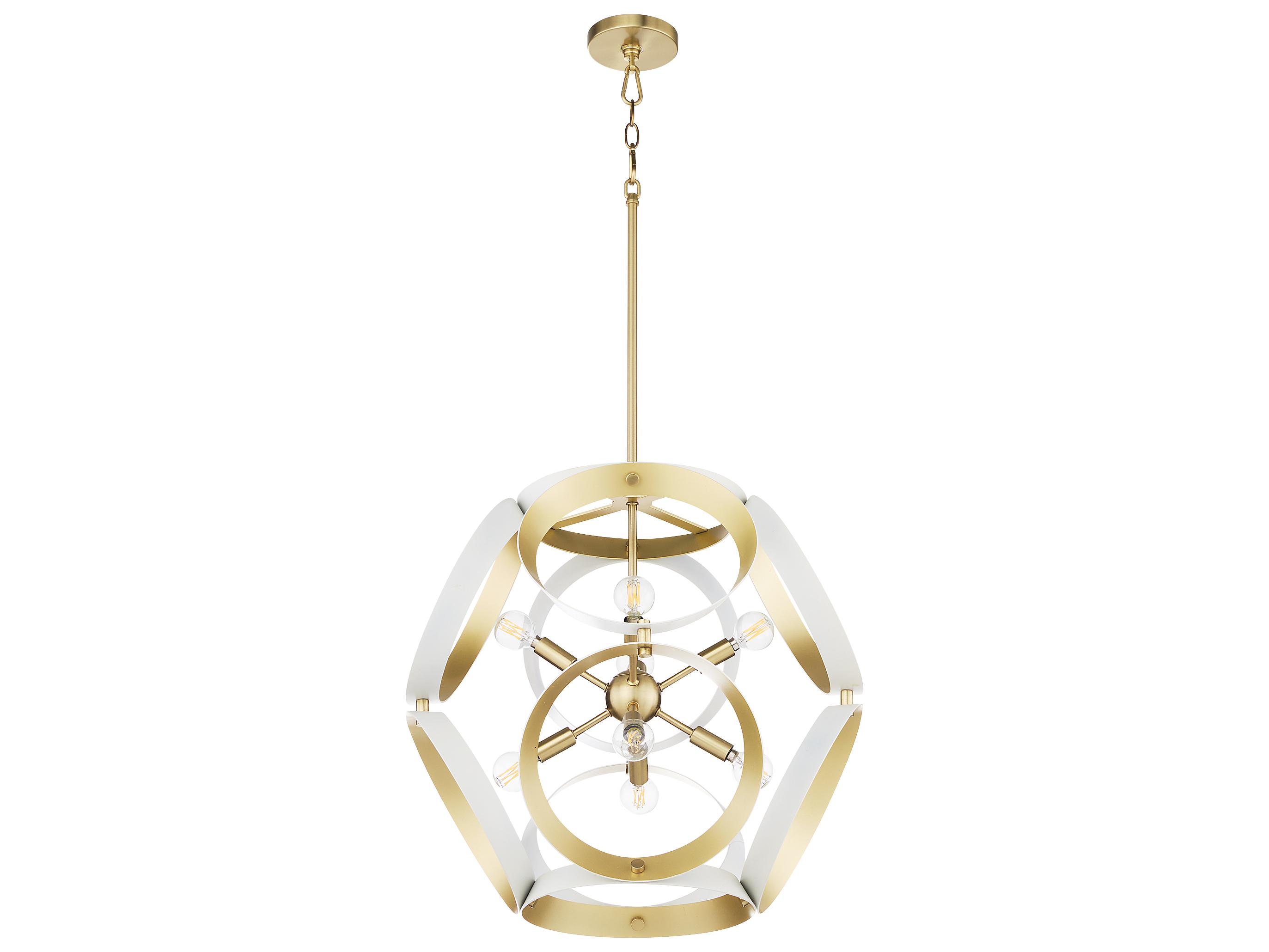 Quorum Domain 8-Light Studio White Aged Brass Globe Pendant