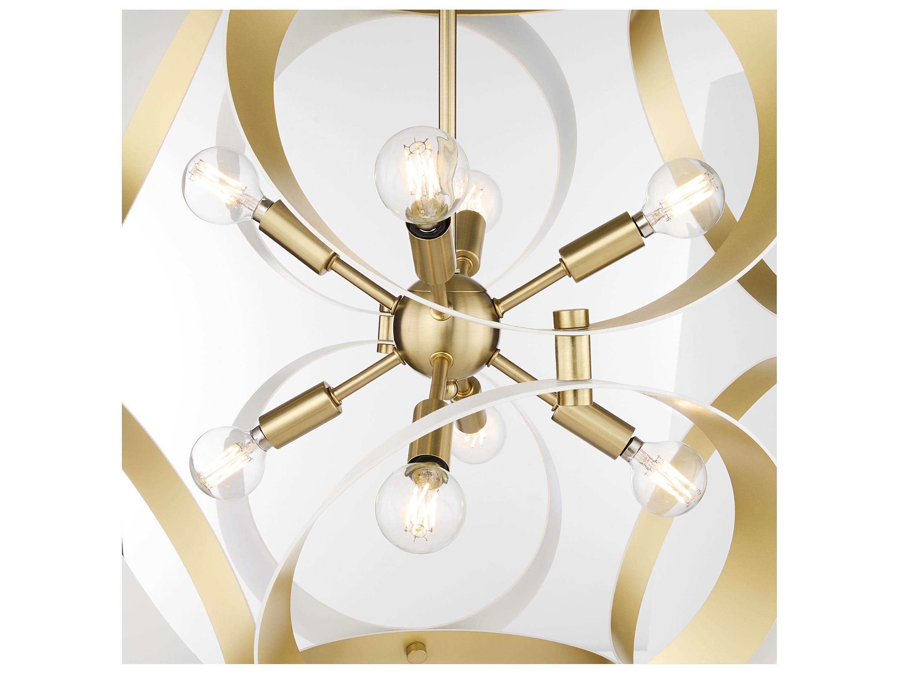Quorum Domain 8-Light Studio White Aged Brass Globe Pendant