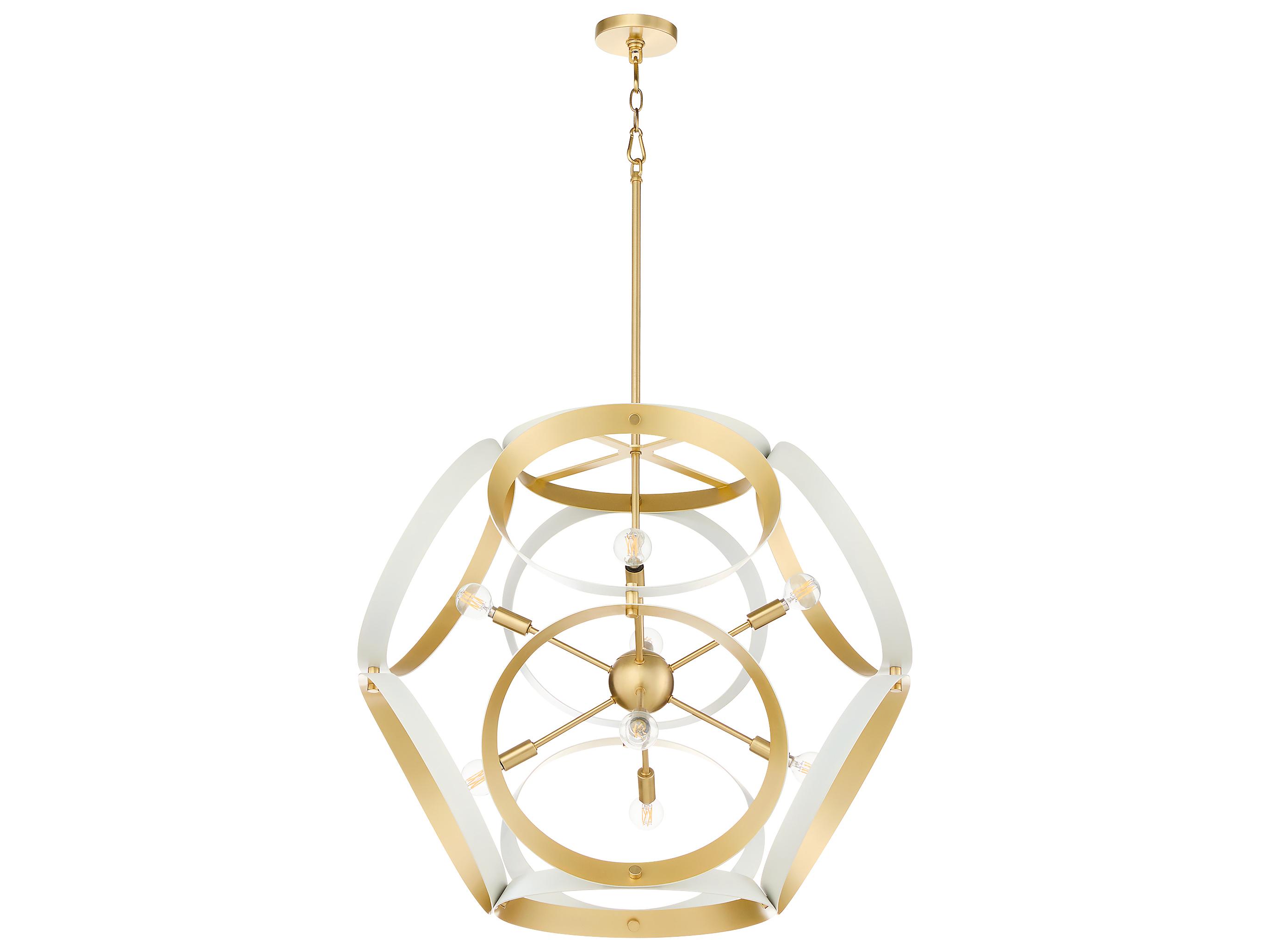 Quorum Domain 8-Light Studio White Aged Brass Globe Pendant