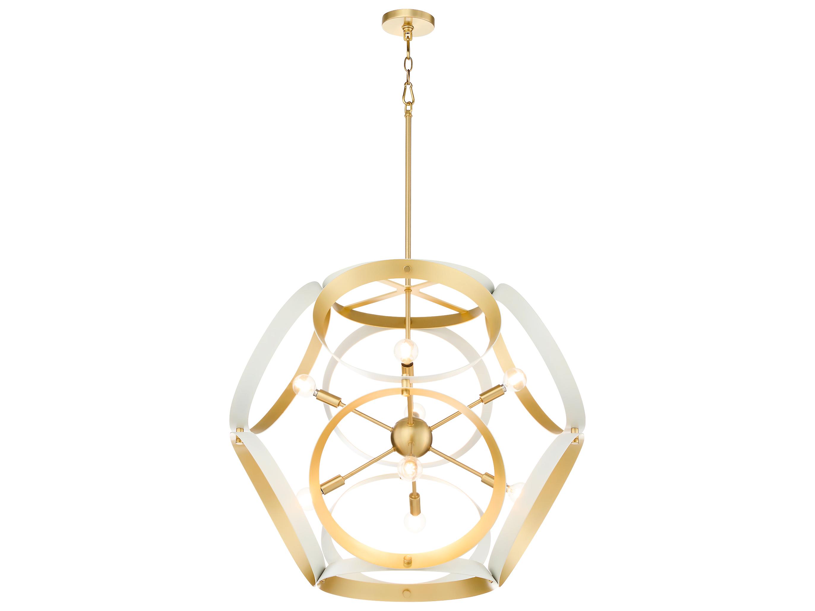 Quorum Domain 8-Light Studio White Aged Brass Globe Pendant