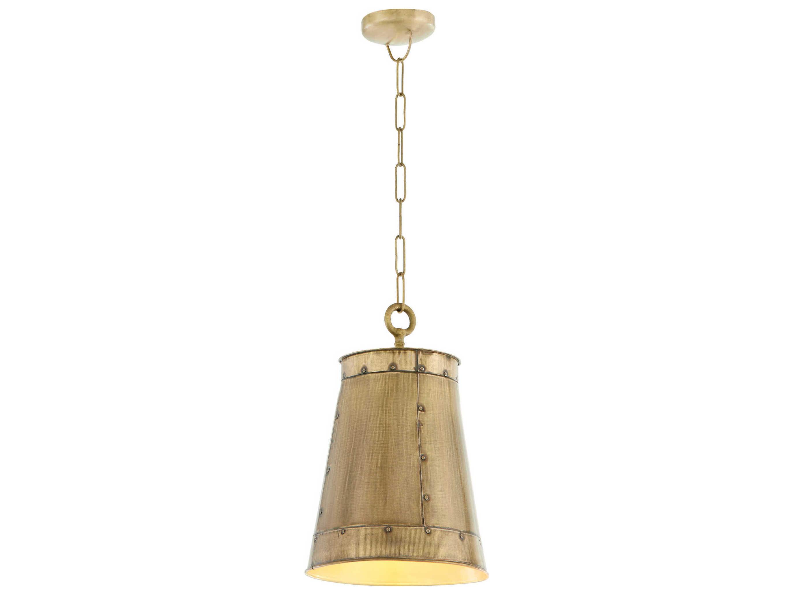 Quorum Artisan 1-Light Brass Drum Mini Pendant