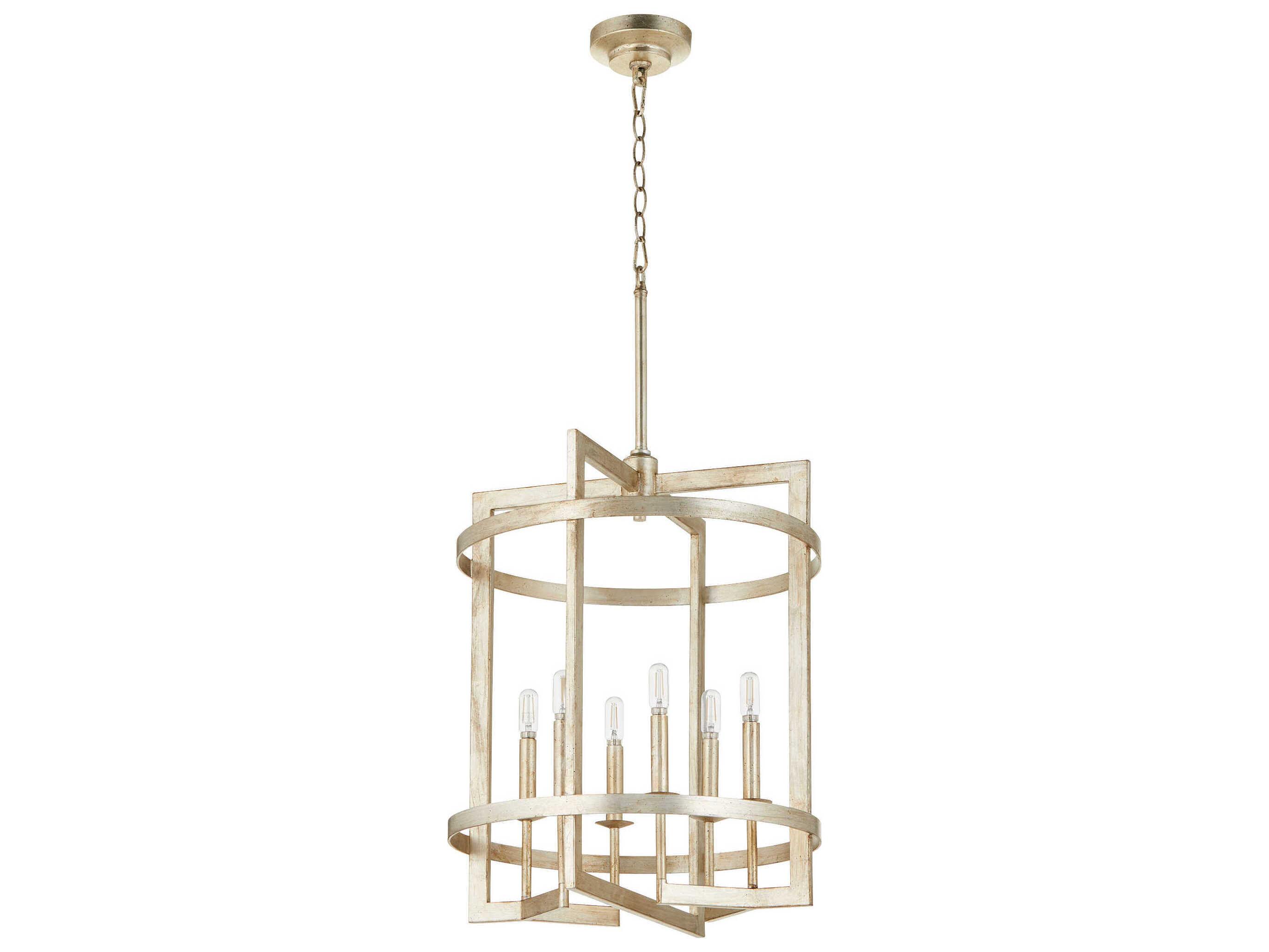 Quorum Merrick 6-Light Aged Silver Leaf Pendant