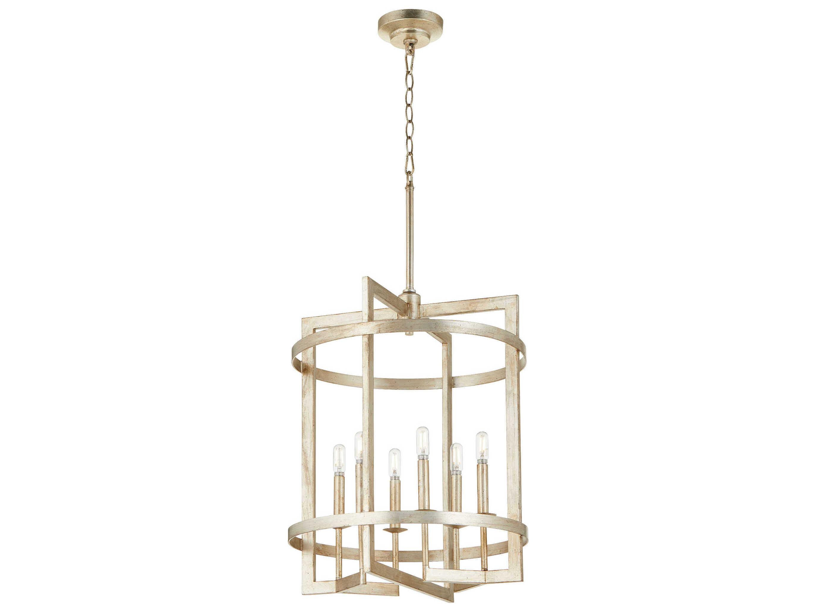 Quorum Merrick 6-Light Aged Silver Leaf Pendant